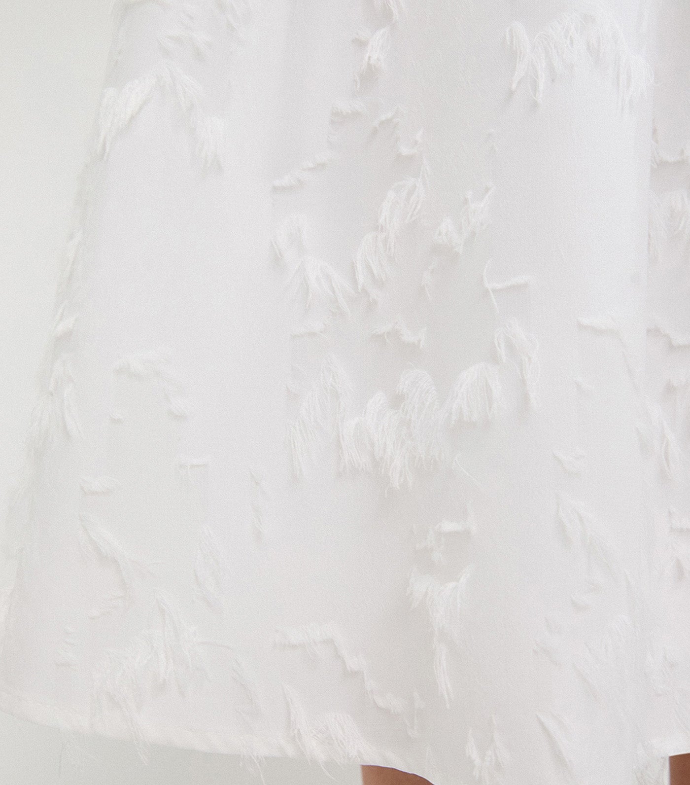 Fringe Detail Pleated Skirt White