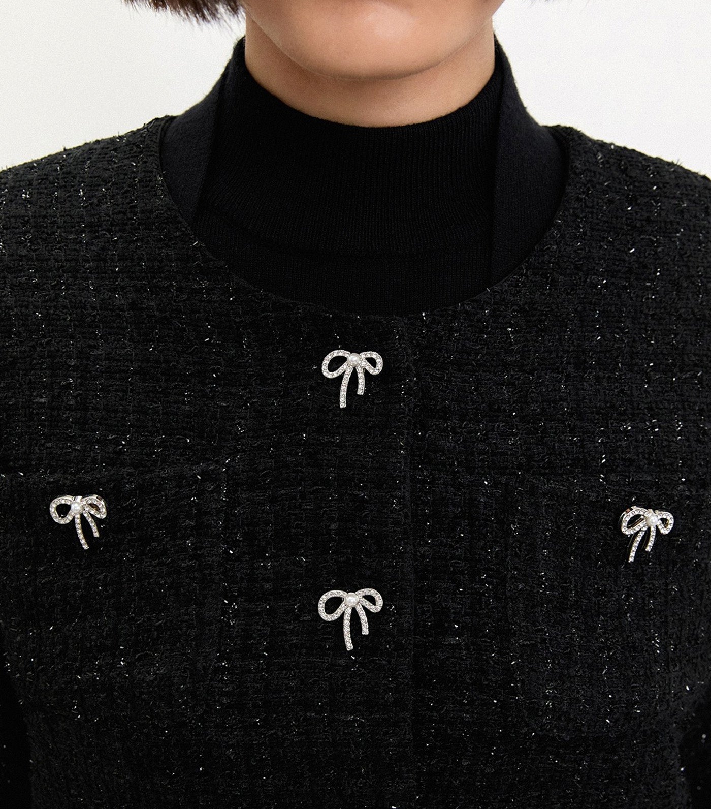 Tweed Cropped Jacket Black