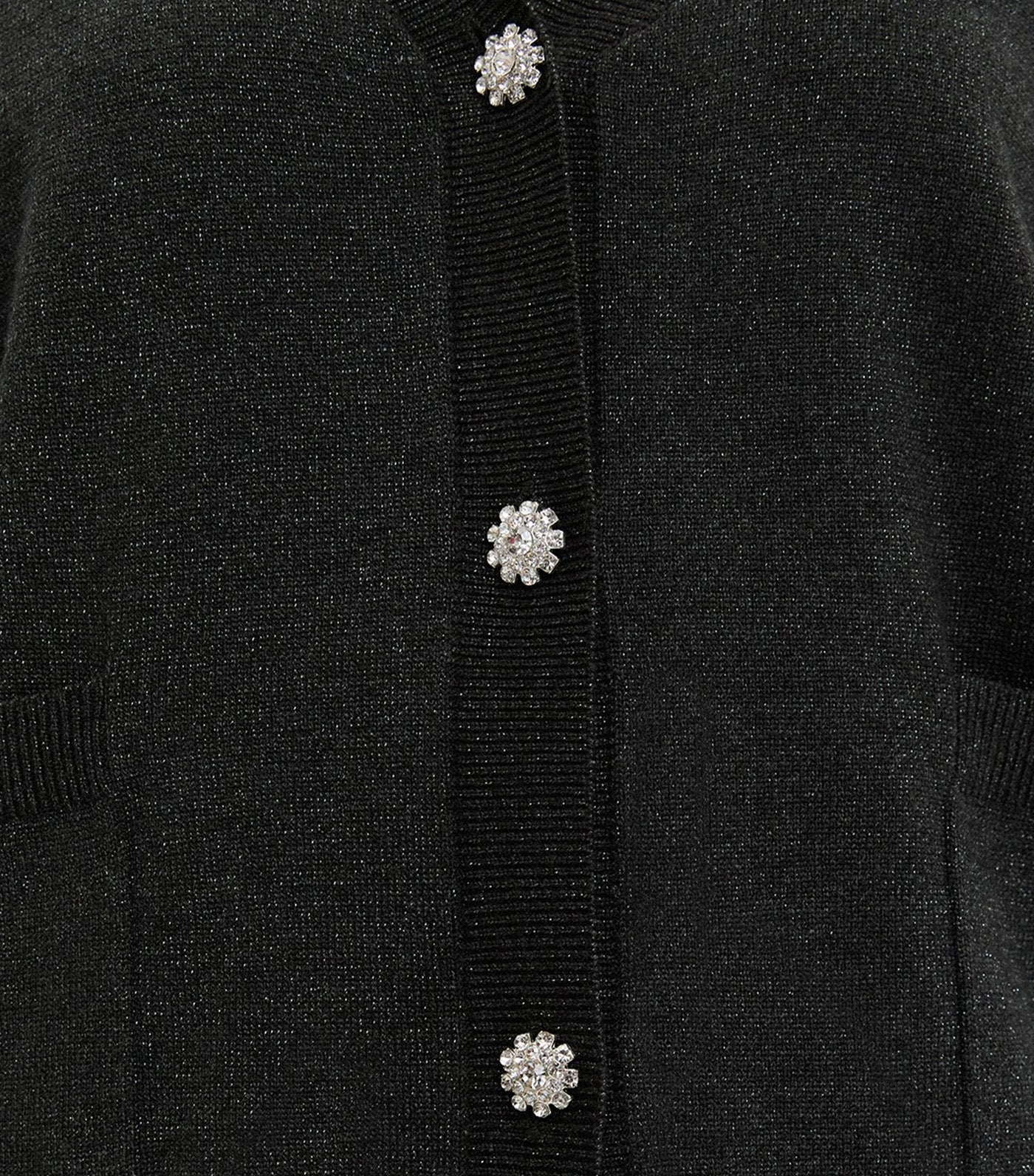 Rhinestone Buttons Cardigan Dark Gray