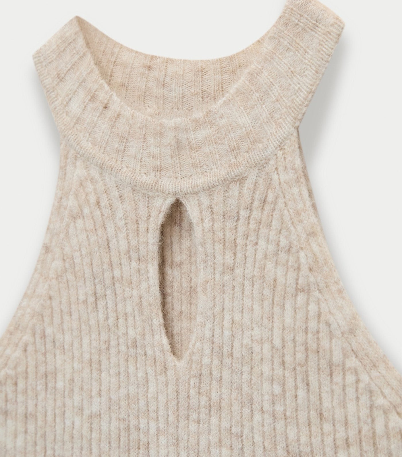 Keyhole Halter Knit Top Taupe