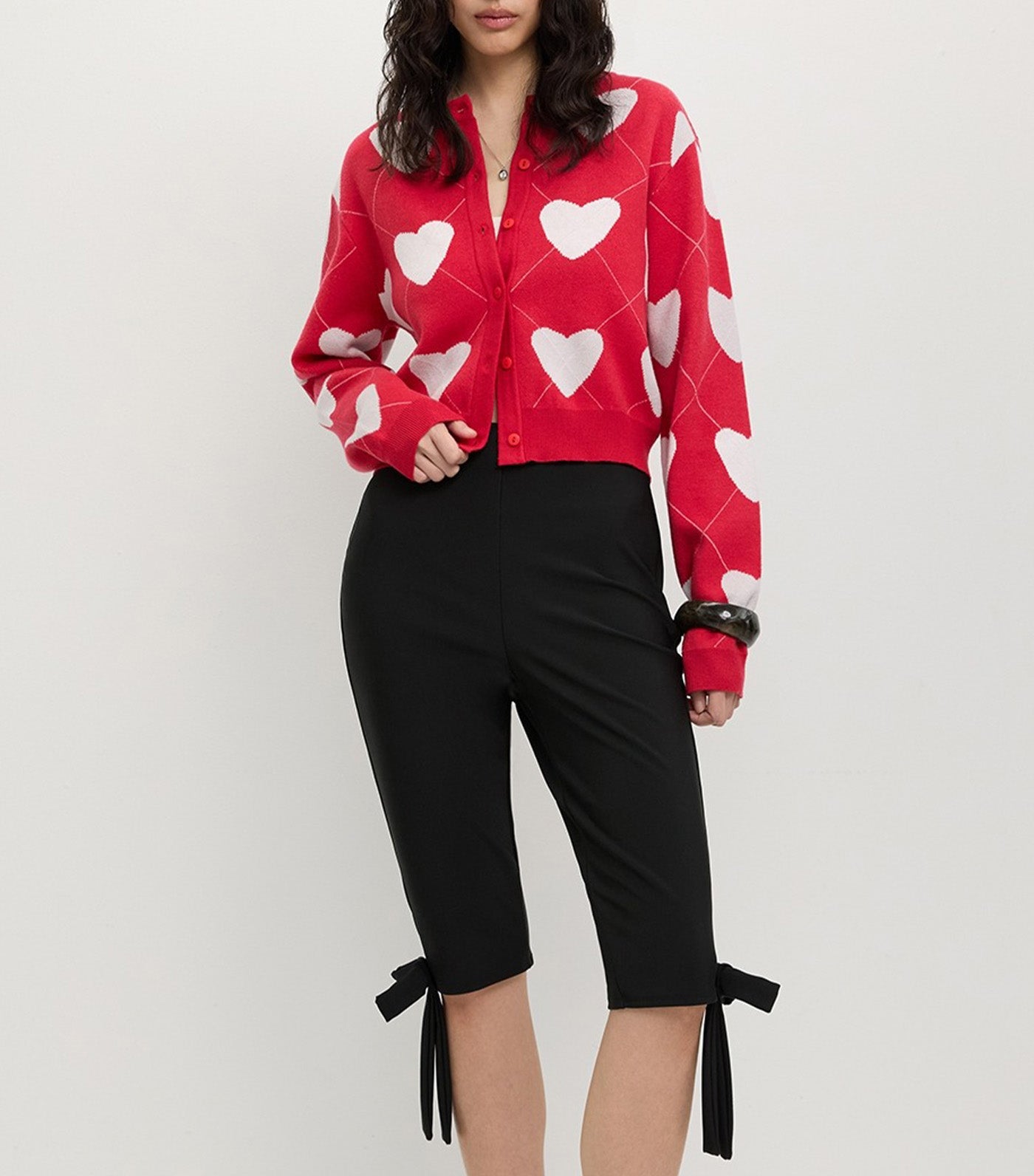 Pomelo Heartfelt Cardigan Red