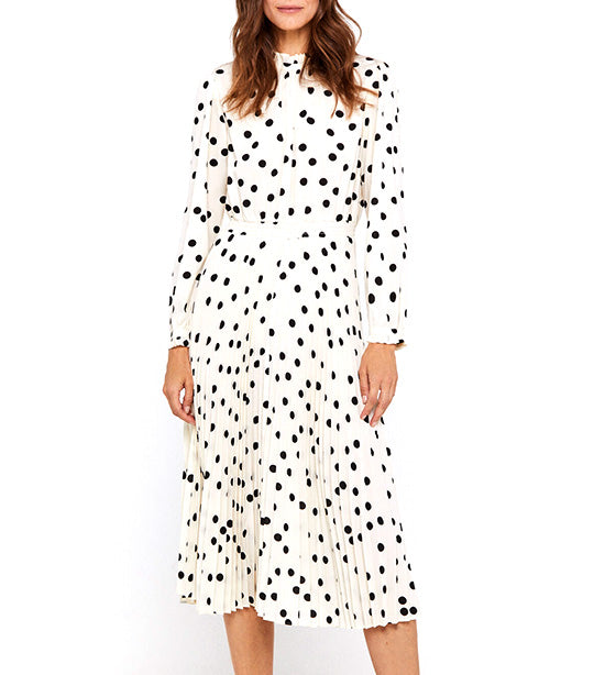 Pleated Dress White Print