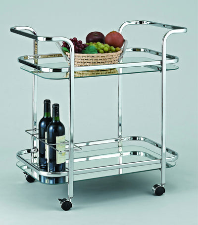 Sonnac Oval Chrome-Plated Steel Serving Cart