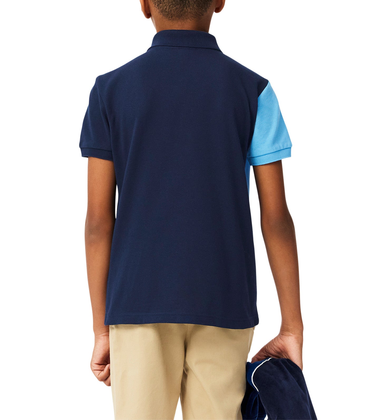 Argyle Motif Piqué Polo Shirt Navy Blue/Argentine Blue