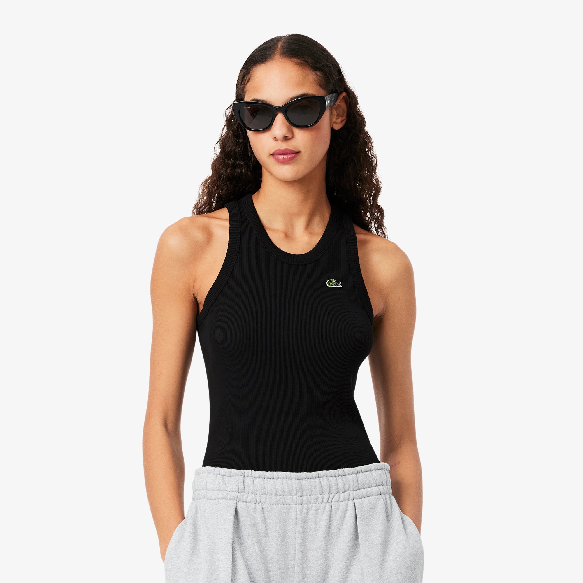 Slim Fit Cotton Tank Top Black
