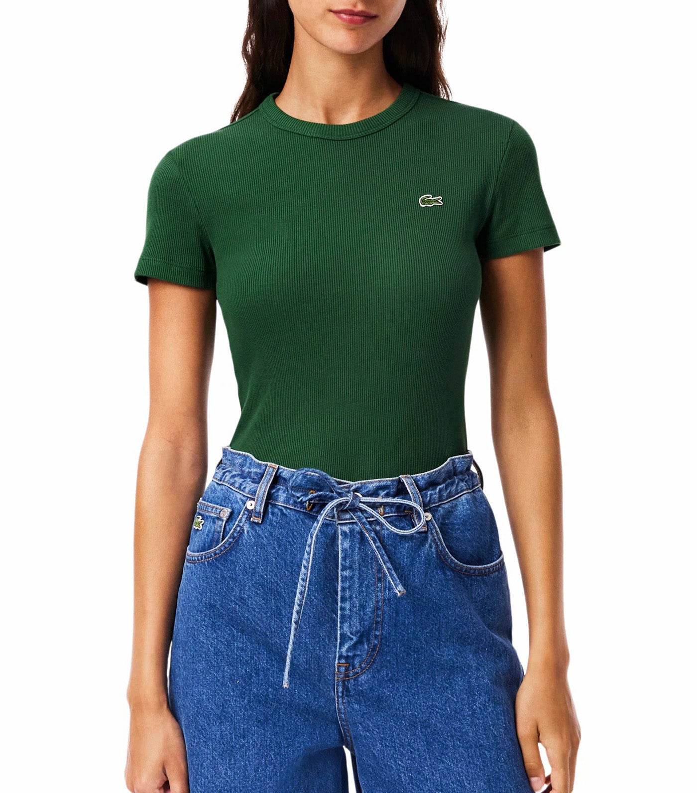 Slim Fit Ribbed Cotton T-Shirt