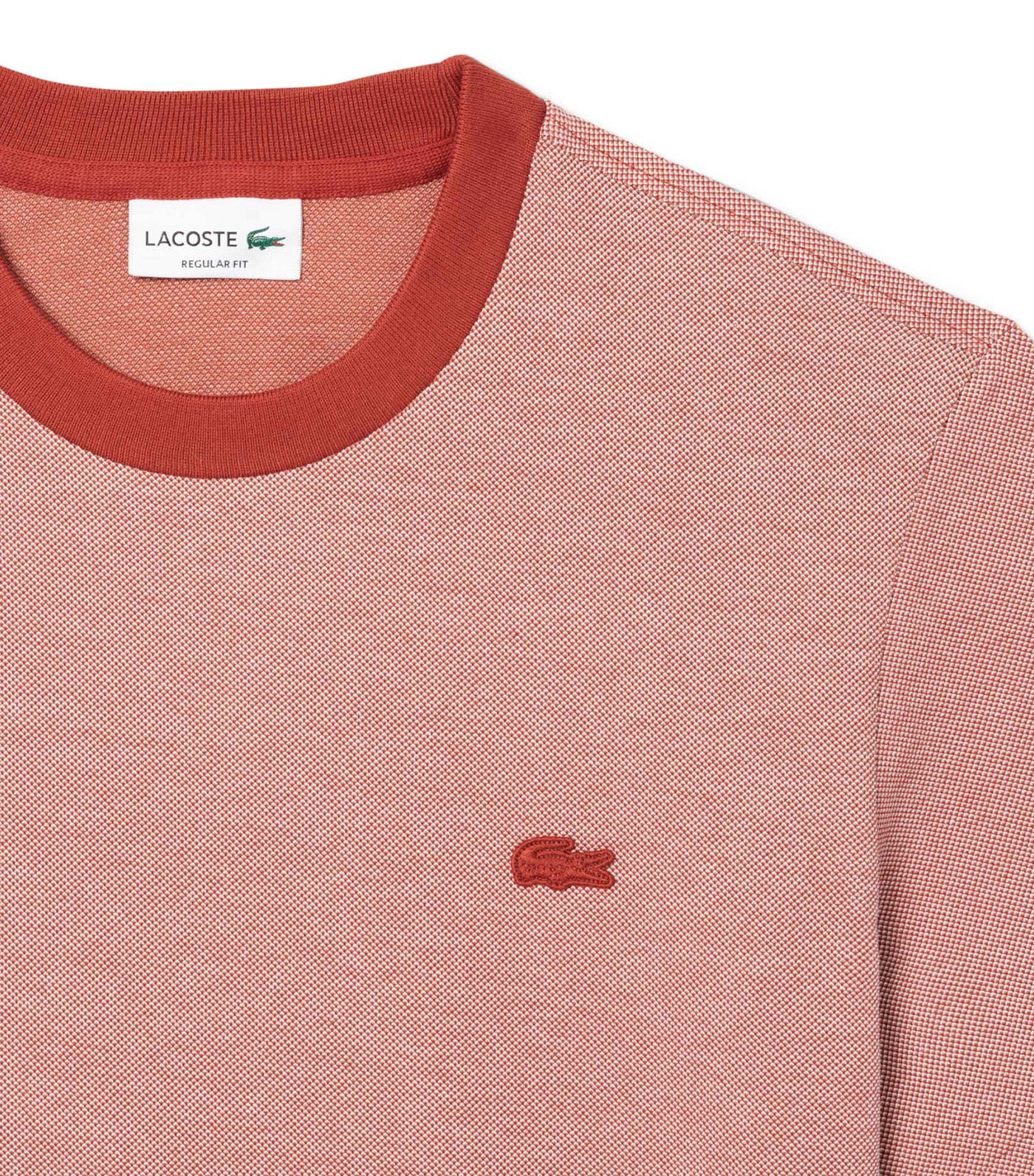 Caviar Texture Contrast Neck Cotton T-Shirt Iberis/track-Flour