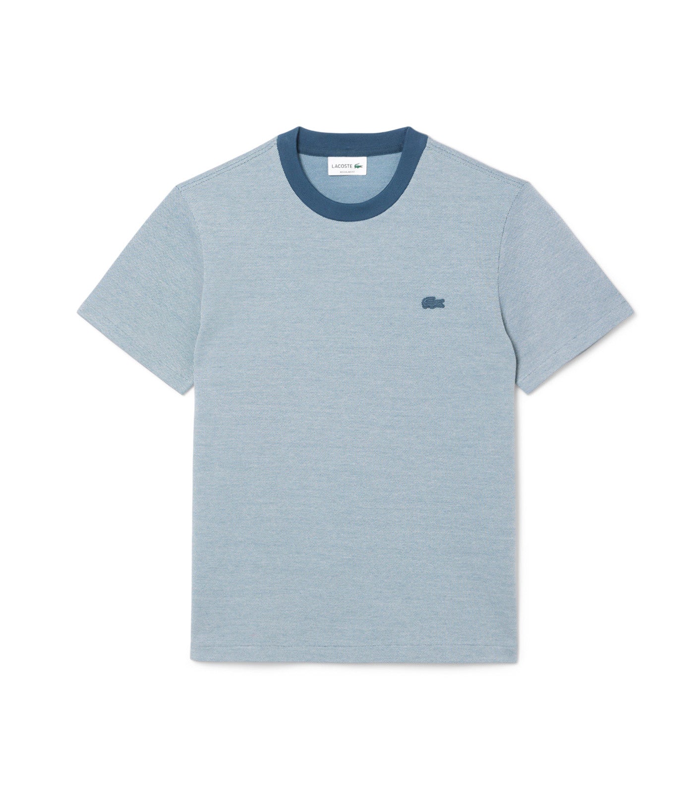 Caviar Texture Contrast Neck Cotton T-Shirt Iberis/track-Flour