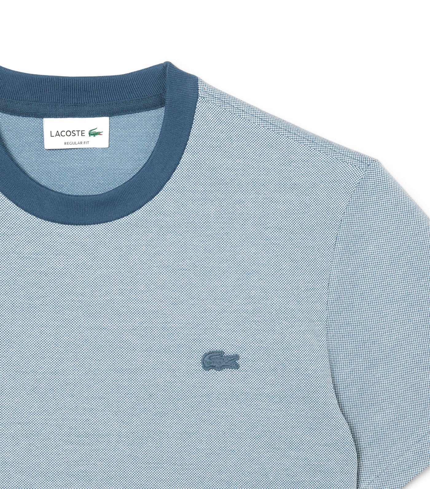 Caviar Texture Contrast Neck Cotton T-Shirt Iberis/track-Flour