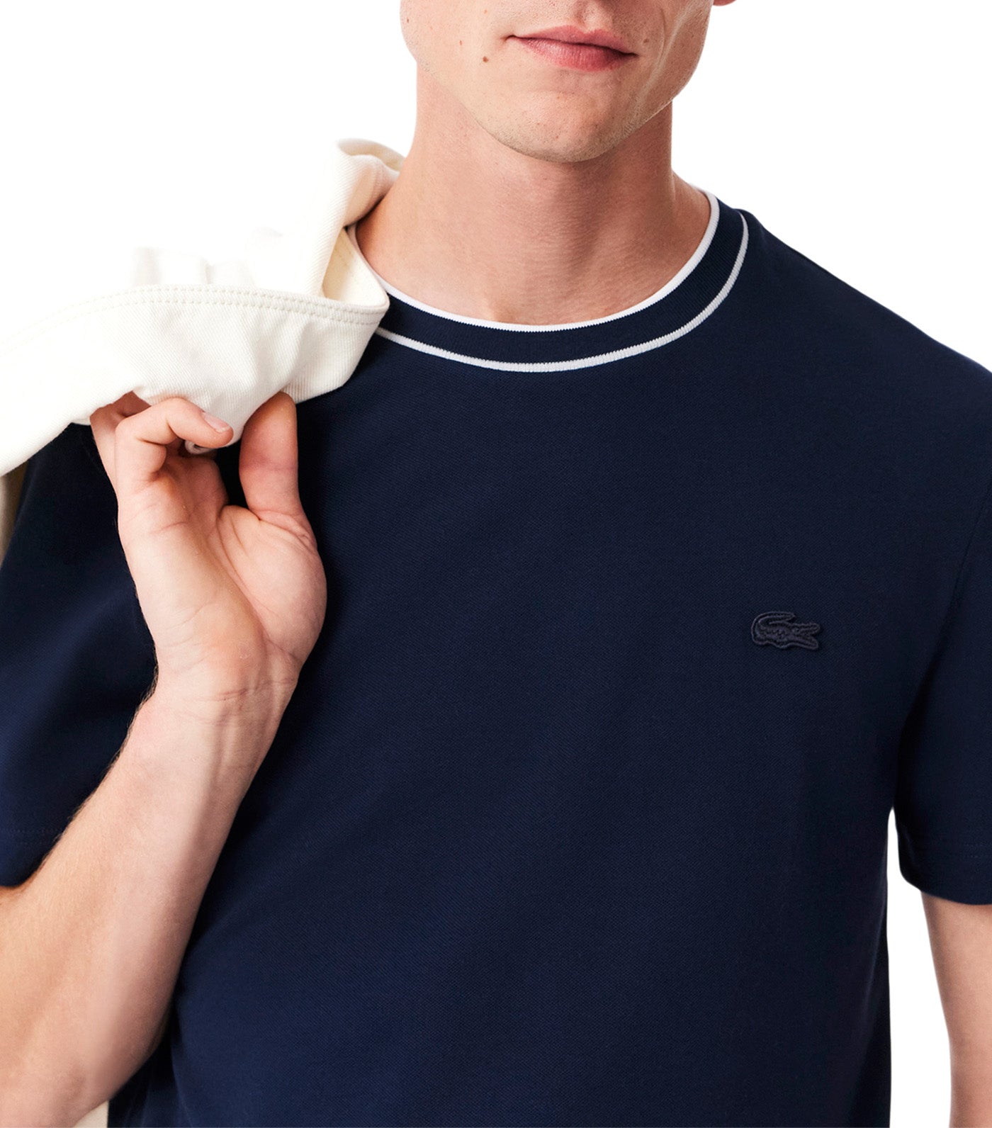 Stretch Piqué Stripe Collar T-Shirt