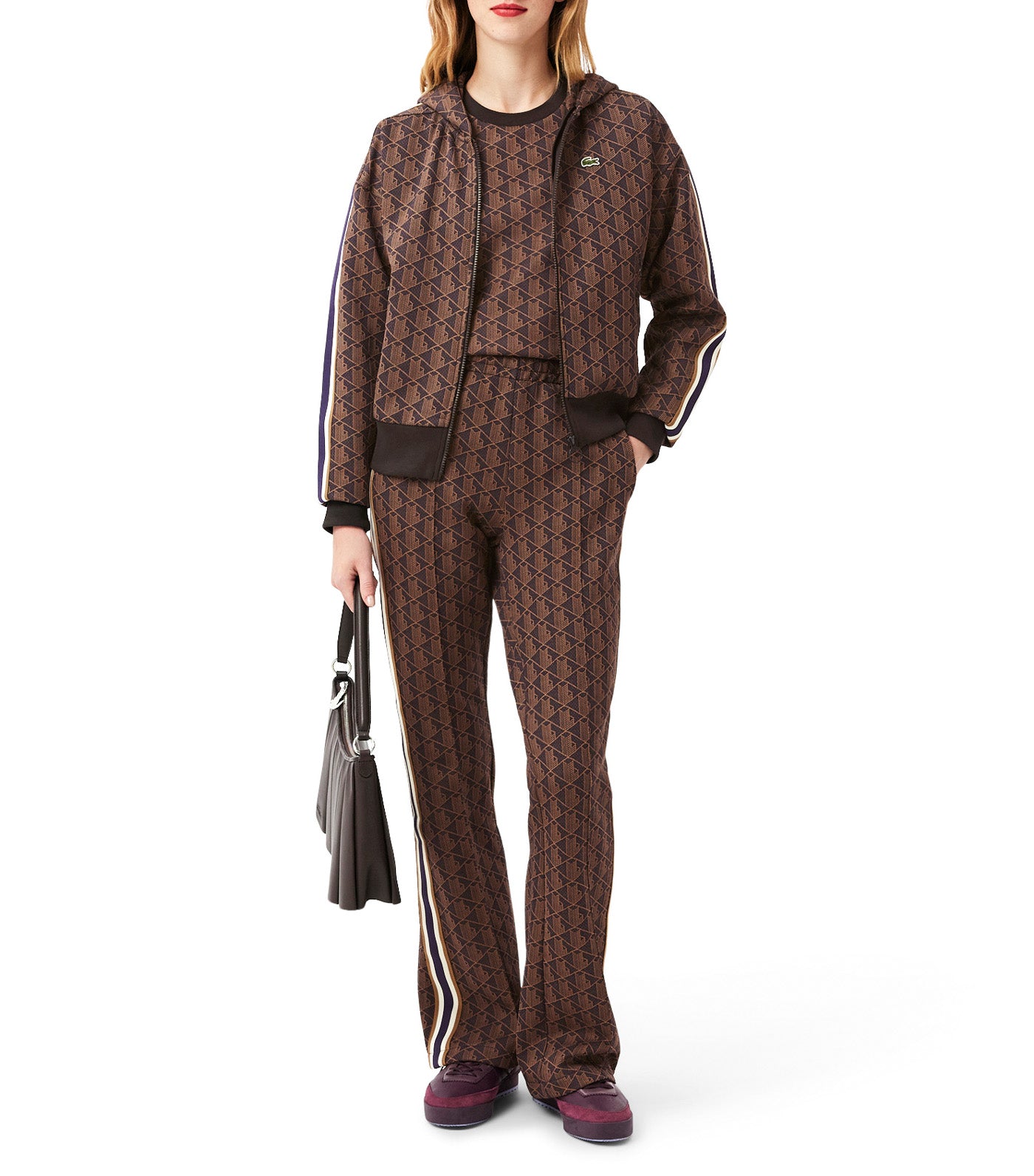 Lacoste Jacquard Monogram Hoodie Velvet/Date Brown