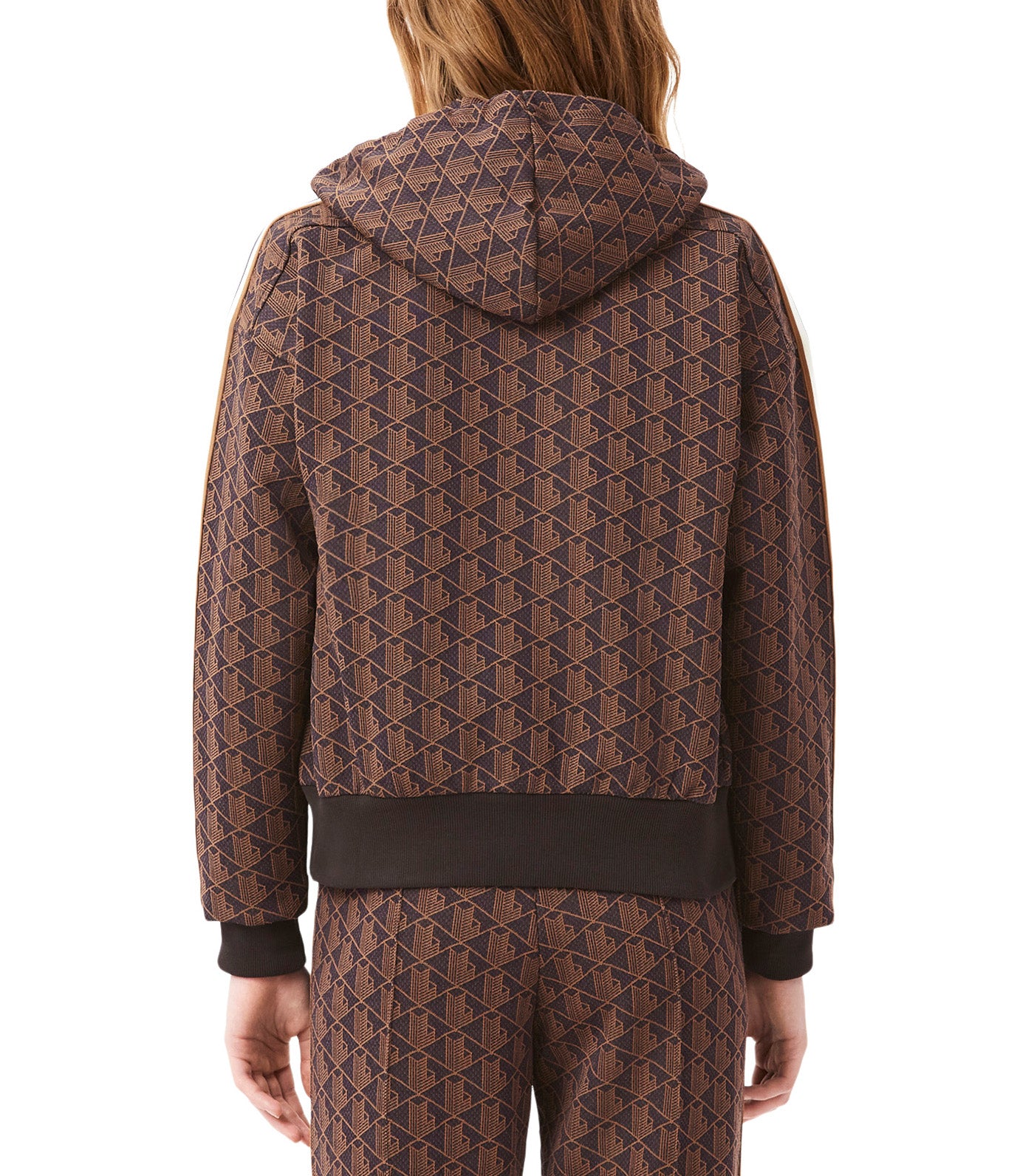 Lacoste Jacquard Monogram Hoodie Velvet/Date Brown