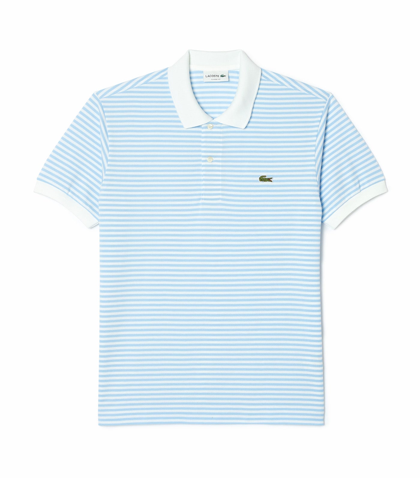 Classic Fit L.12.12 Striped Petit Piqué Polo Shirt White/Overview