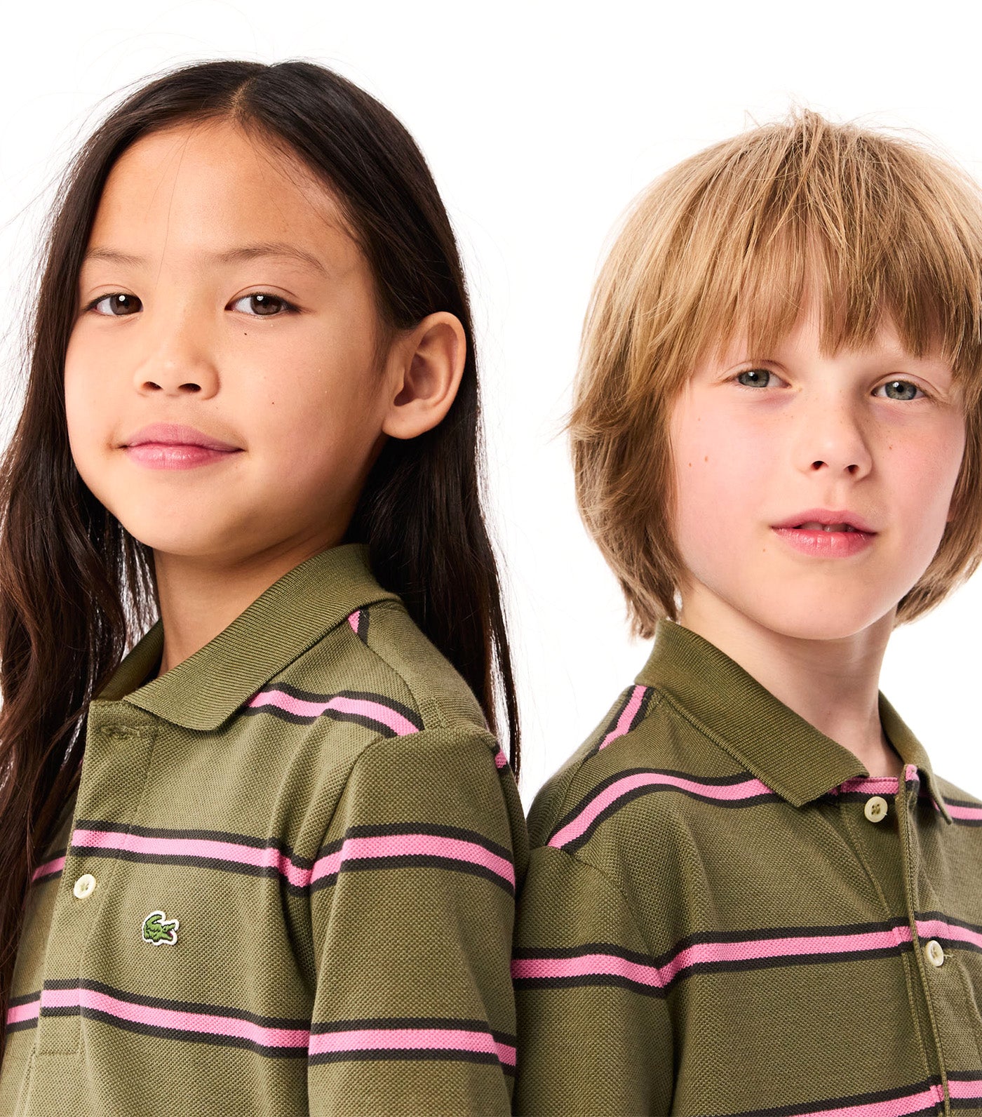 Boys’ Striped Piqué Polo Shirt Khaki/Sapwood-Reseda