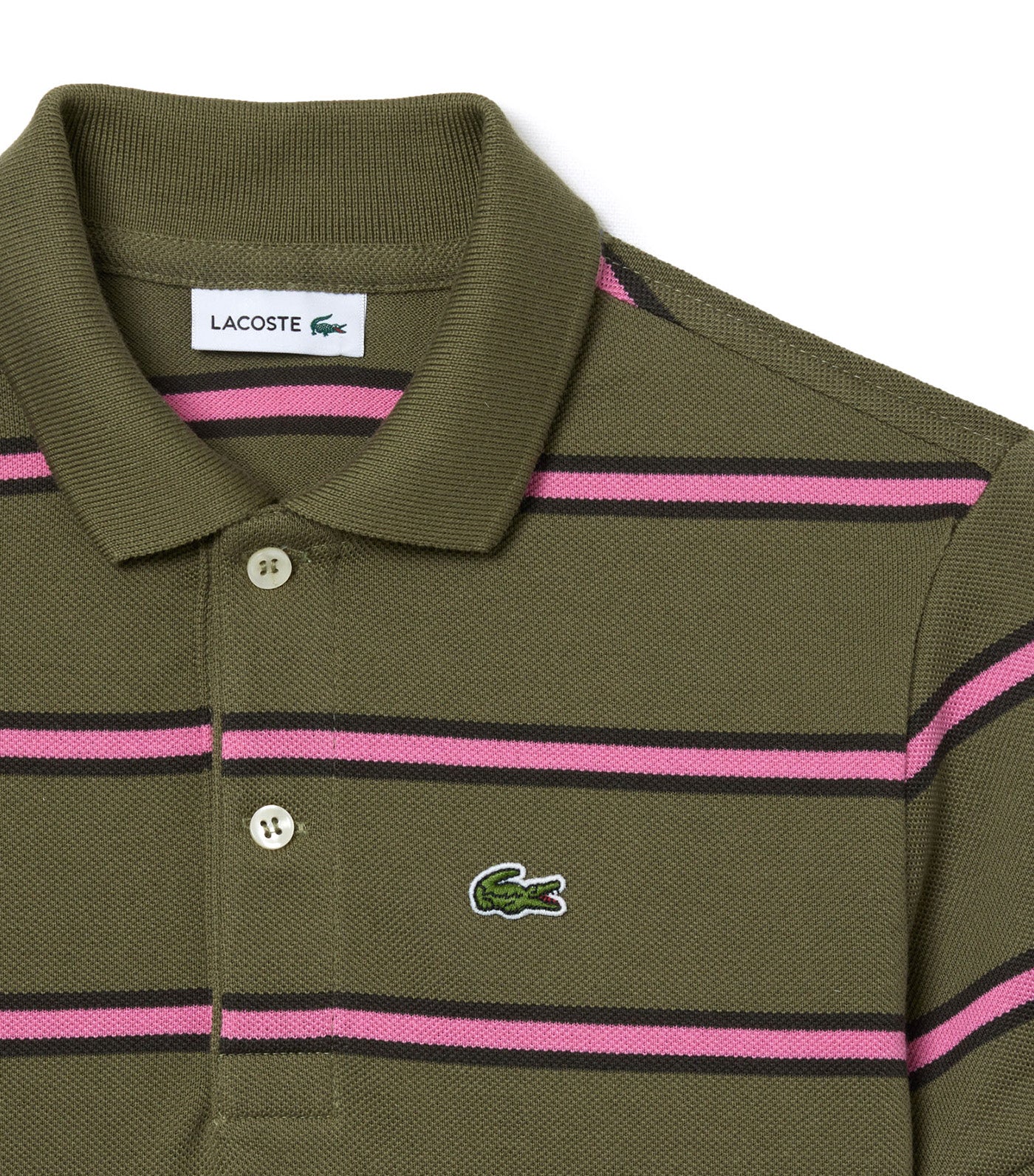 Boys’ Striped Piqué Polo Shirt Khaki/Sapwood-Reseda