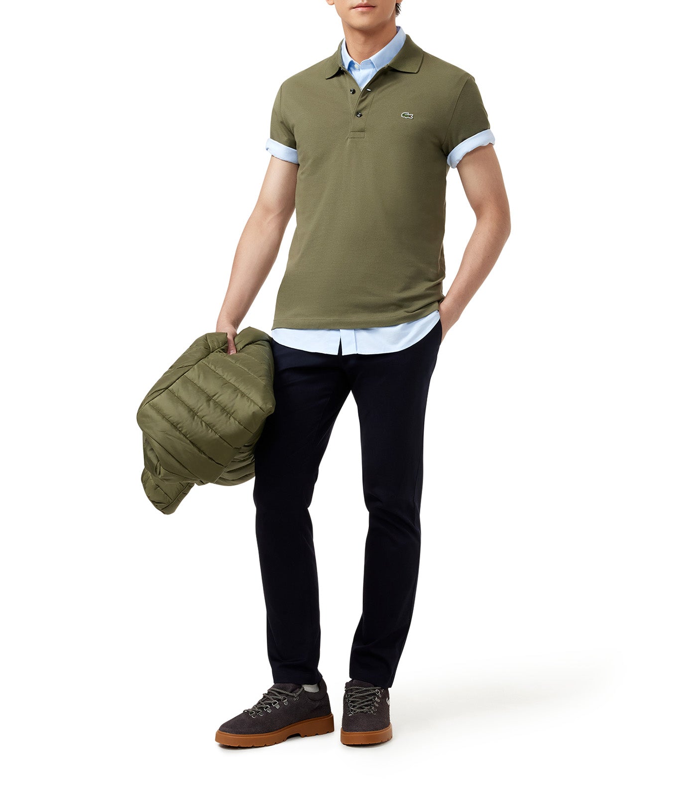 Slim Fit Stretch Piqué Polo Shirt Olive