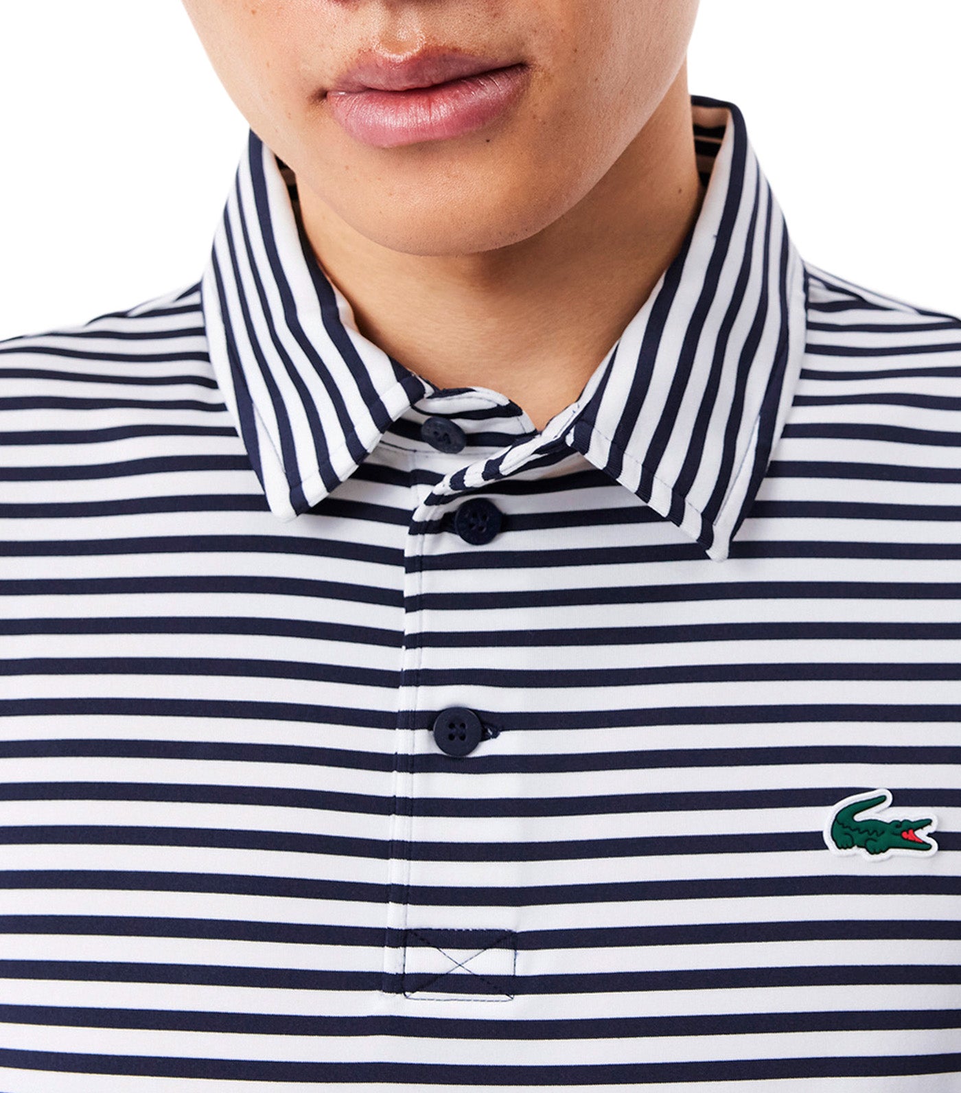 Ultra-Dry Anti-UV Stretch Golf Polo Shirt Navy Blue/White