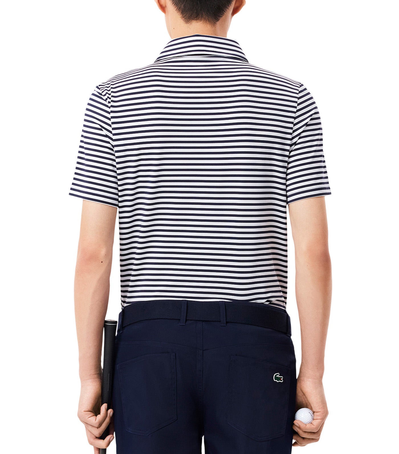 Ultra-Dry Anti-UV Stretch Golf Polo Shirt Navy Blue/White