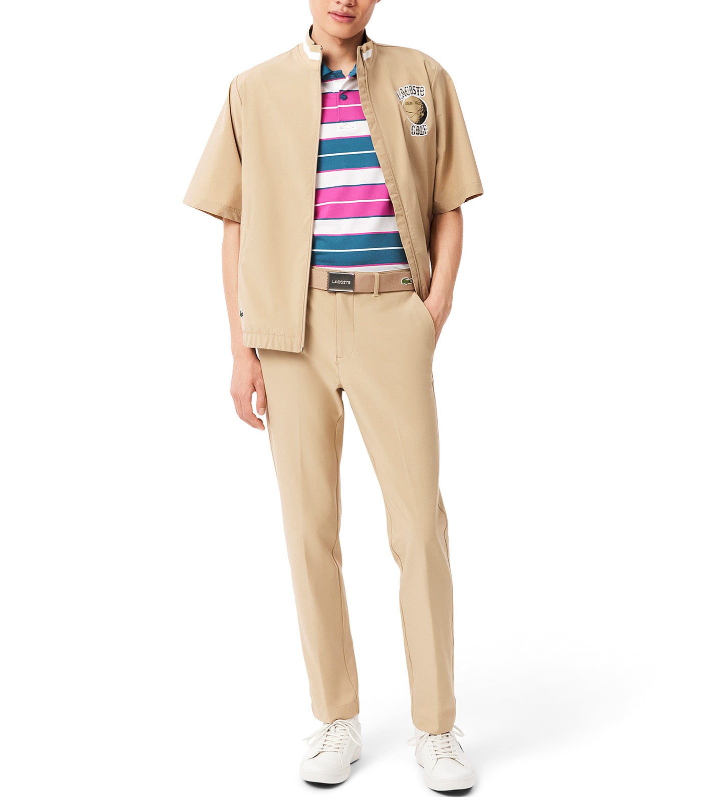 Regular Fit UV Protect Golf Polo Shirt Pink/Blue/White