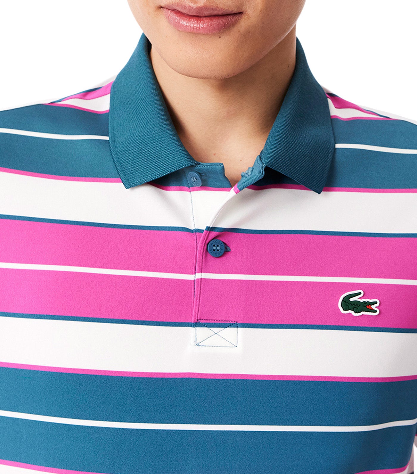 Regular Fit UV Protect Golf Polo Shirt Pink/Blue/White