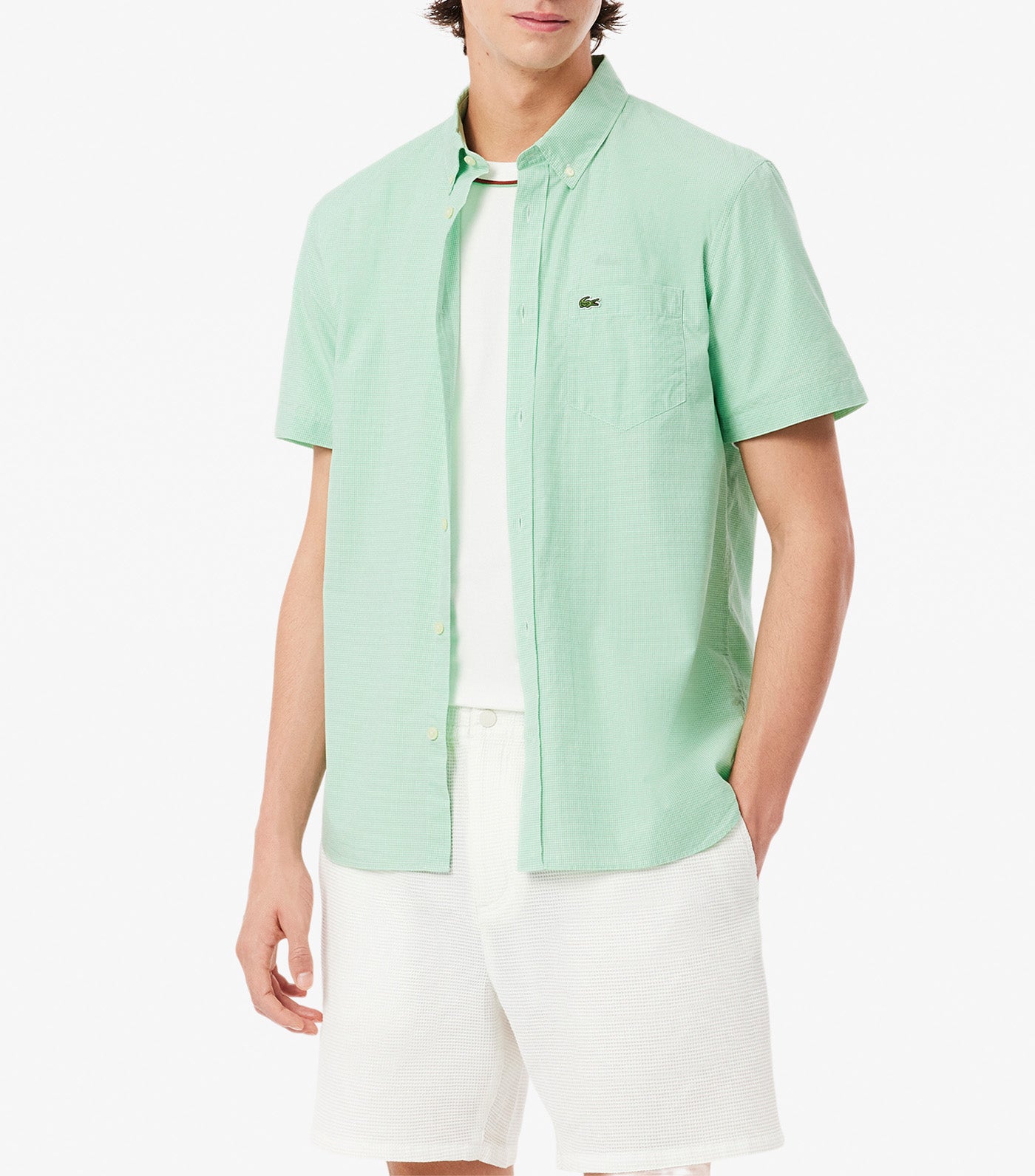 Short Sleeved Regular Fit Gingham Shirt White/Liamone