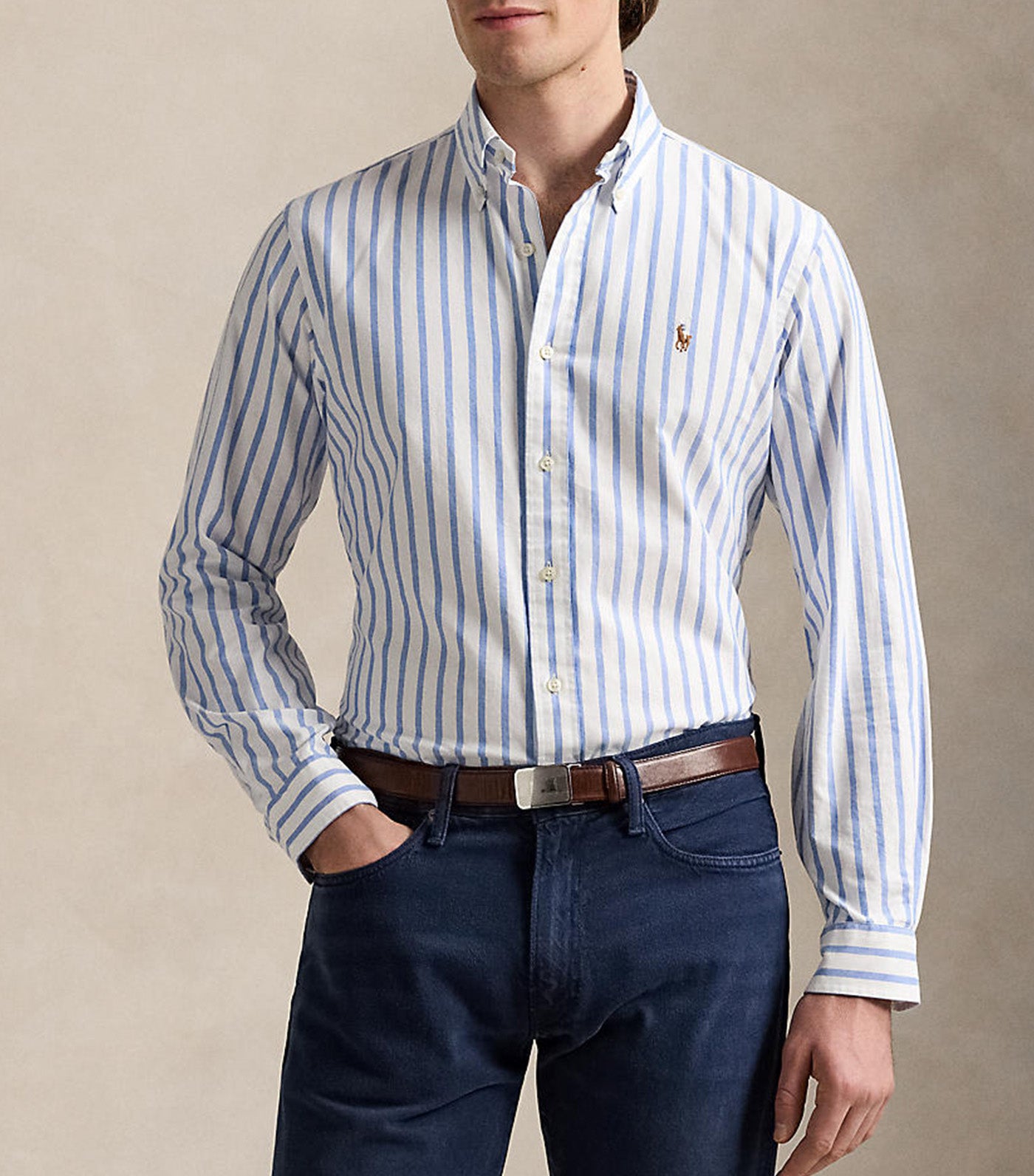 Men's Slim Fit Striped Oxford Shirt