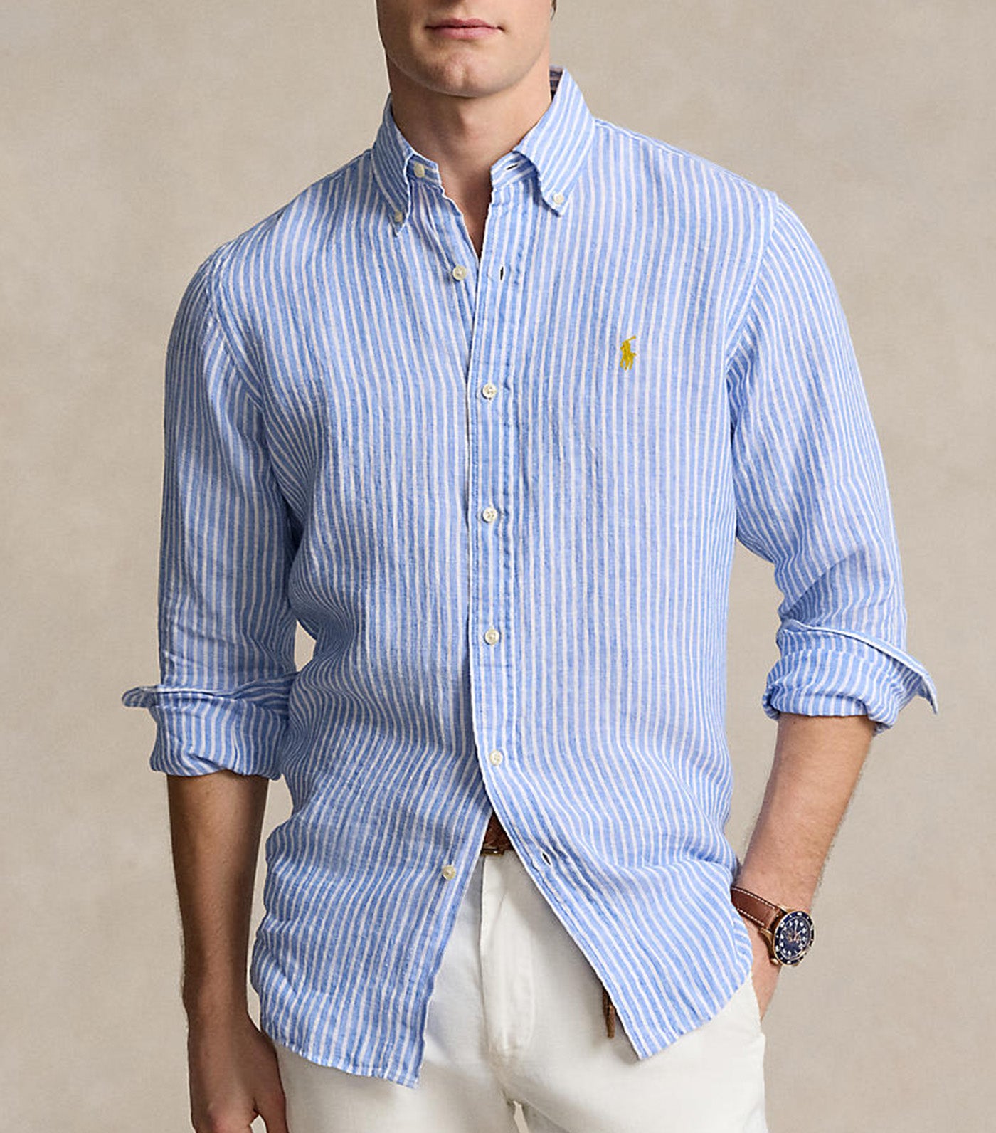 Custom Fit Striped Linen Shirt