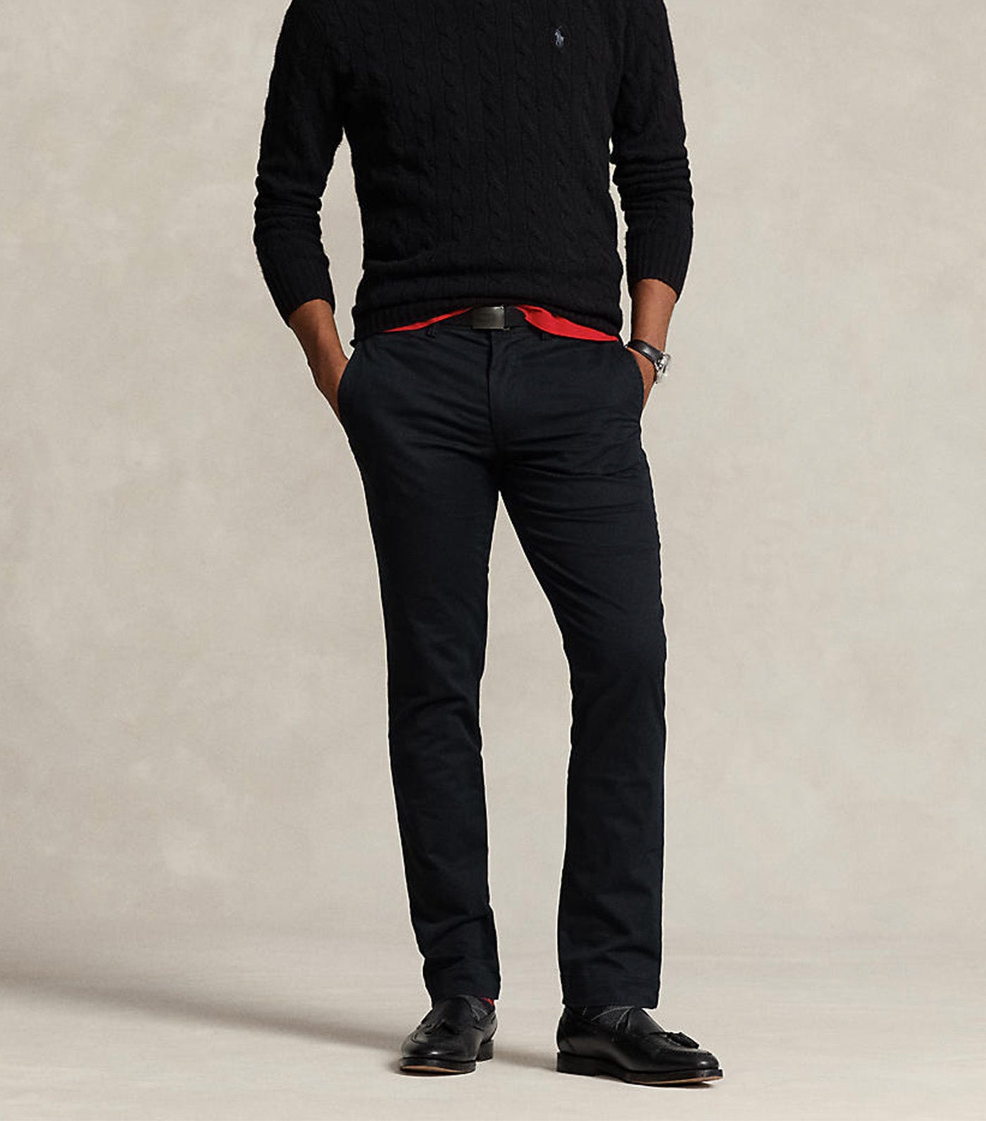 Stretch Slim Fit Twill Pants Black
