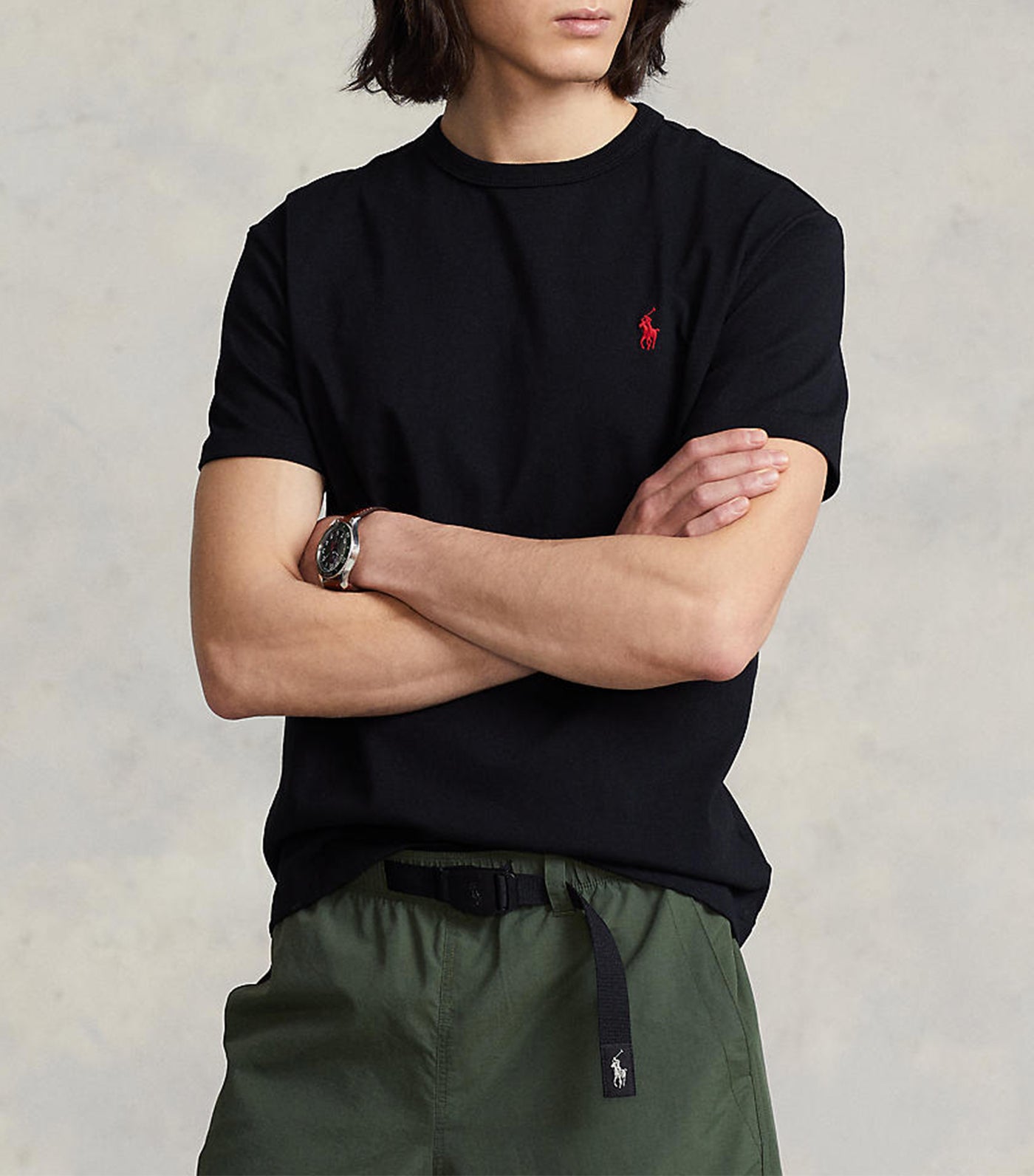 Men's Classic Fit Jersey Crewneck T-Shirt Polo Black