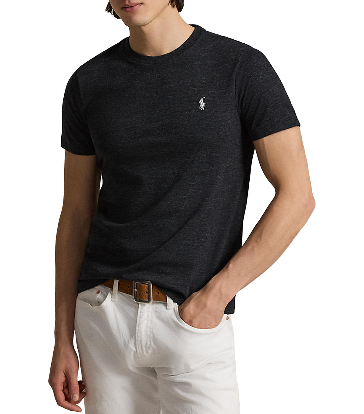 Men's Custom Slim Fit Jersey Crewneck T-Shirt Black Marl Heather