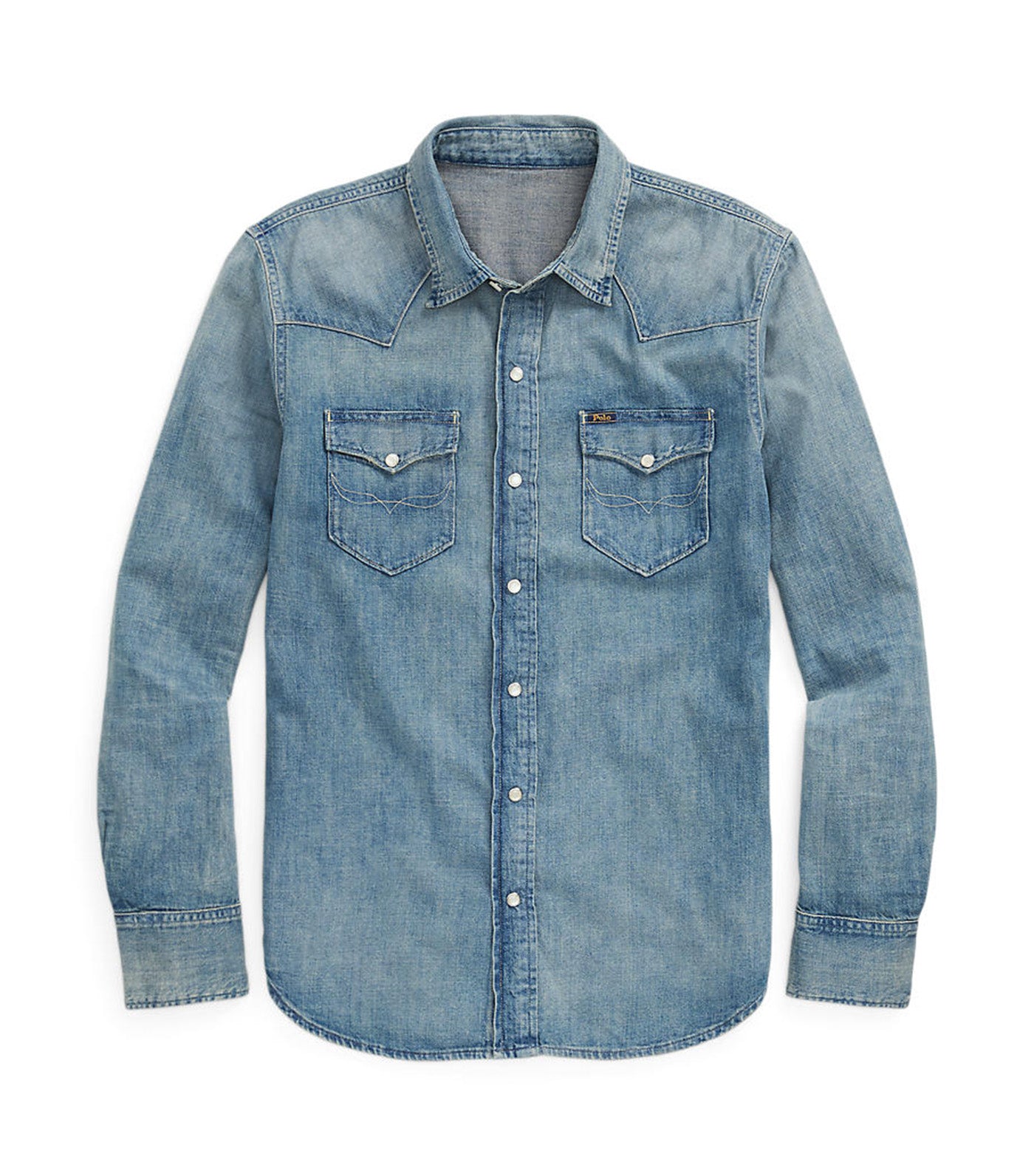 Slub Denim Western Shirt Blue