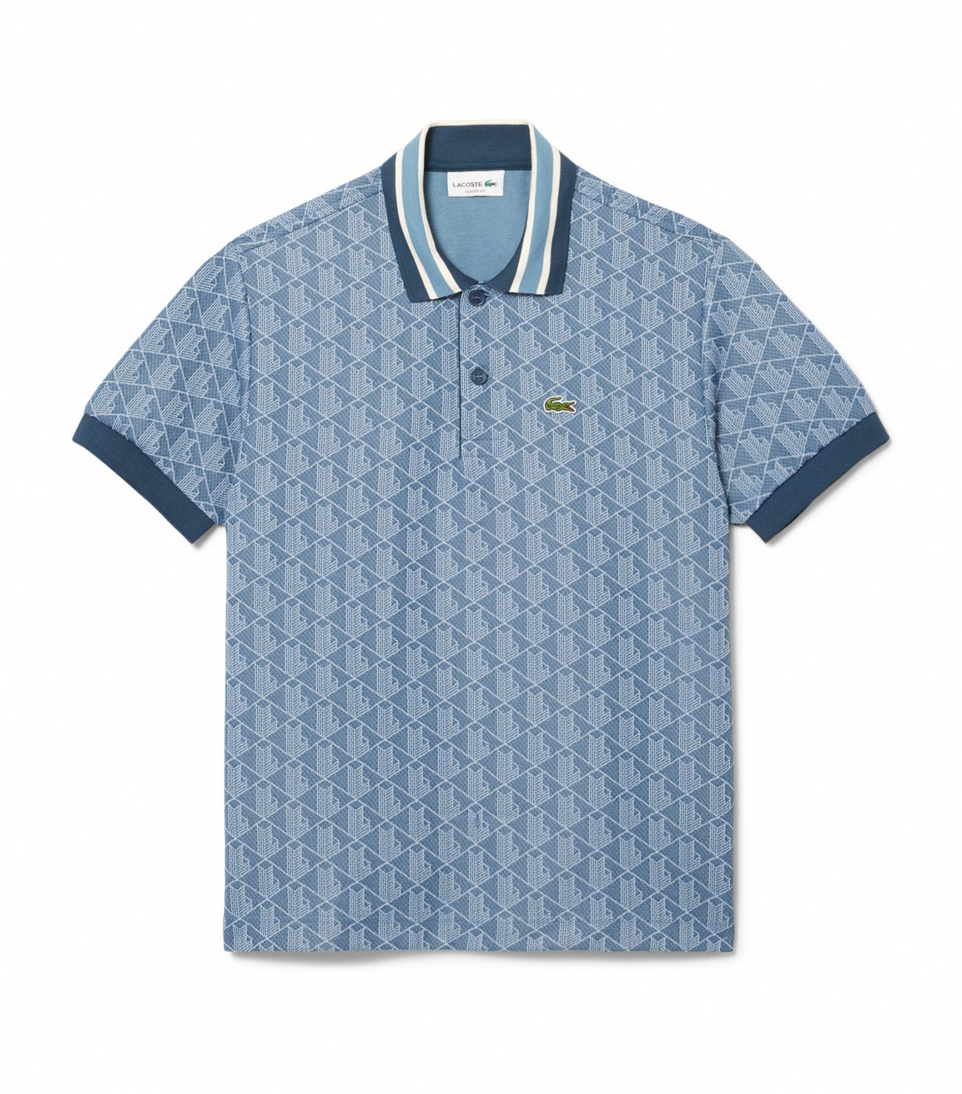 Classic Fit Contrast Collar Monogram Motif Polo Shirt