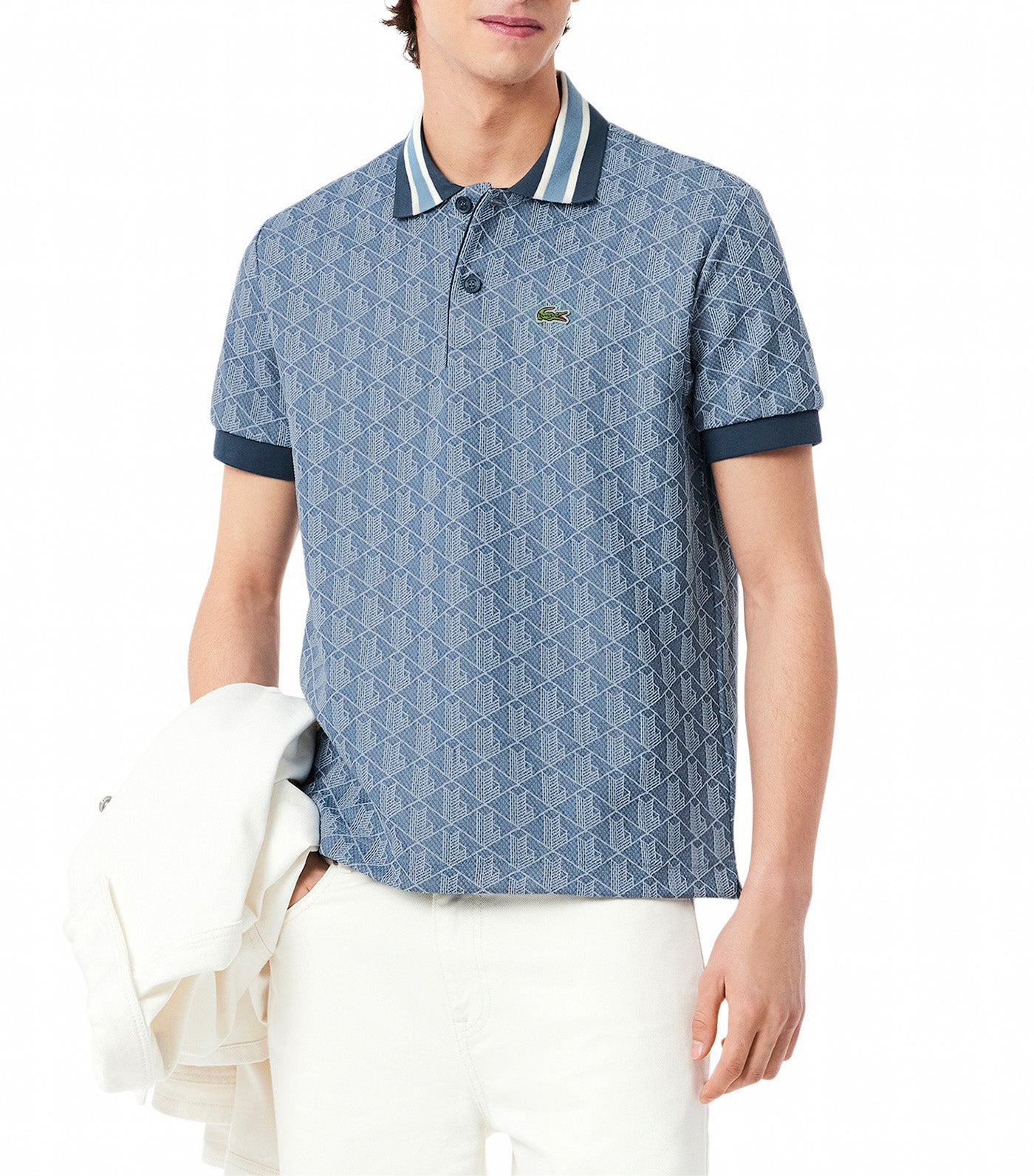 Classic Fit Contrast Collar Monogram Motif Polo Shirt