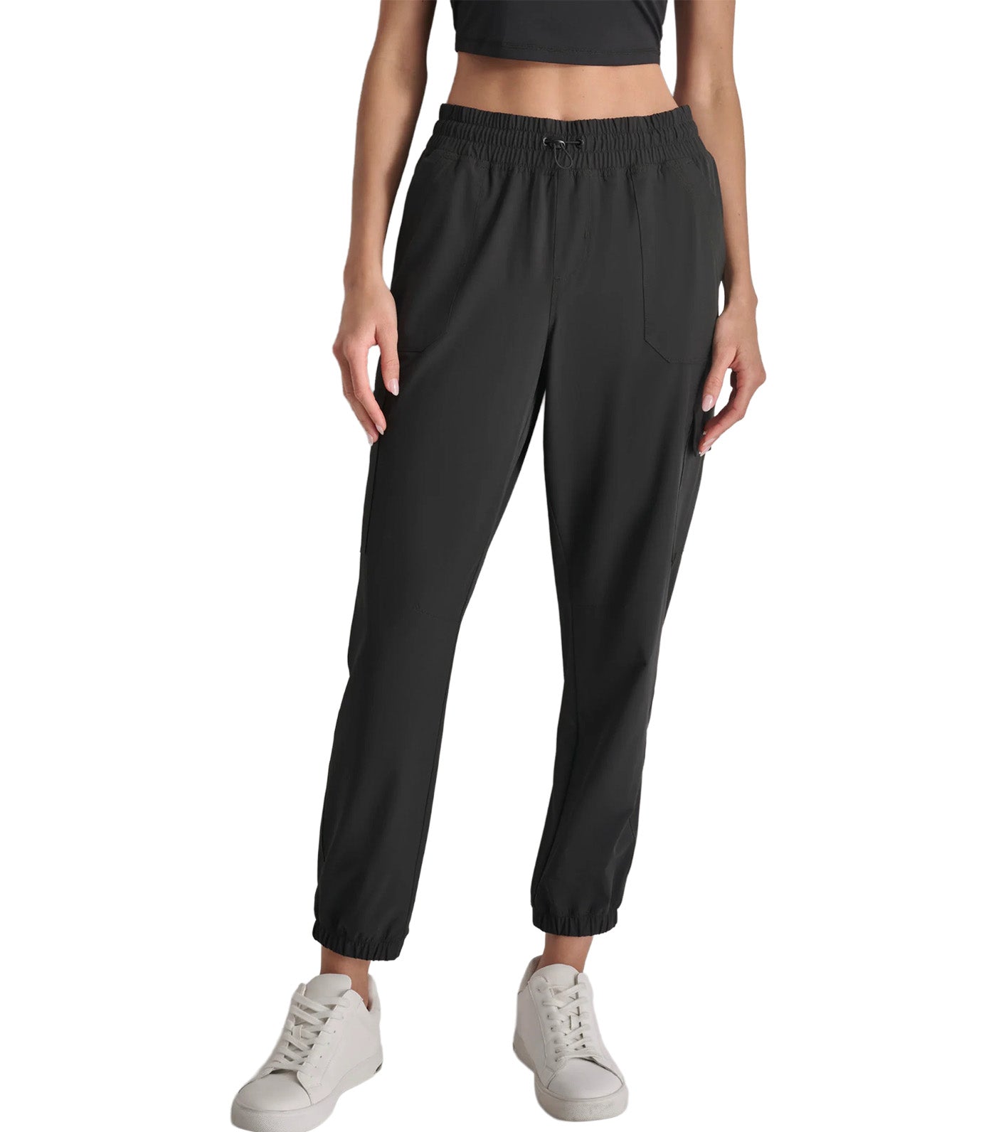 Smocked Cargo Jogger Black