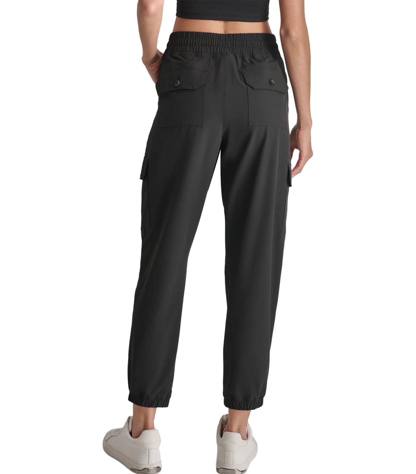 Smocked Cargo Jogger Black