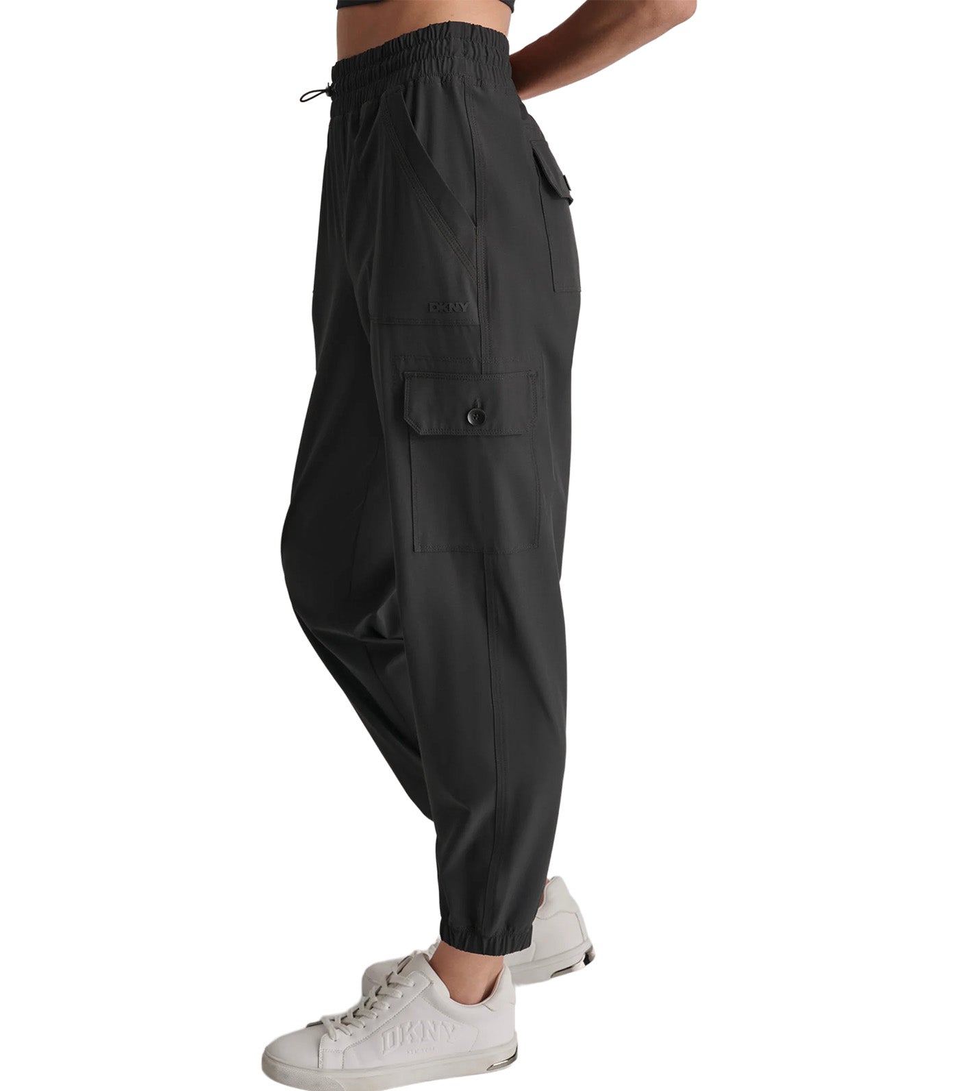 Smocked Cargo Jogger Black