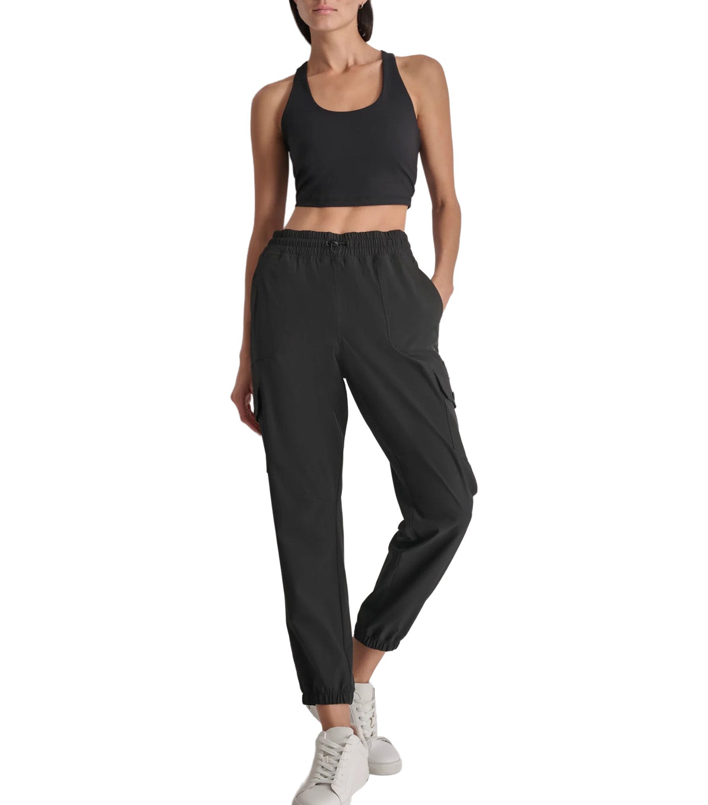 Smocked Cargo Jogger Black