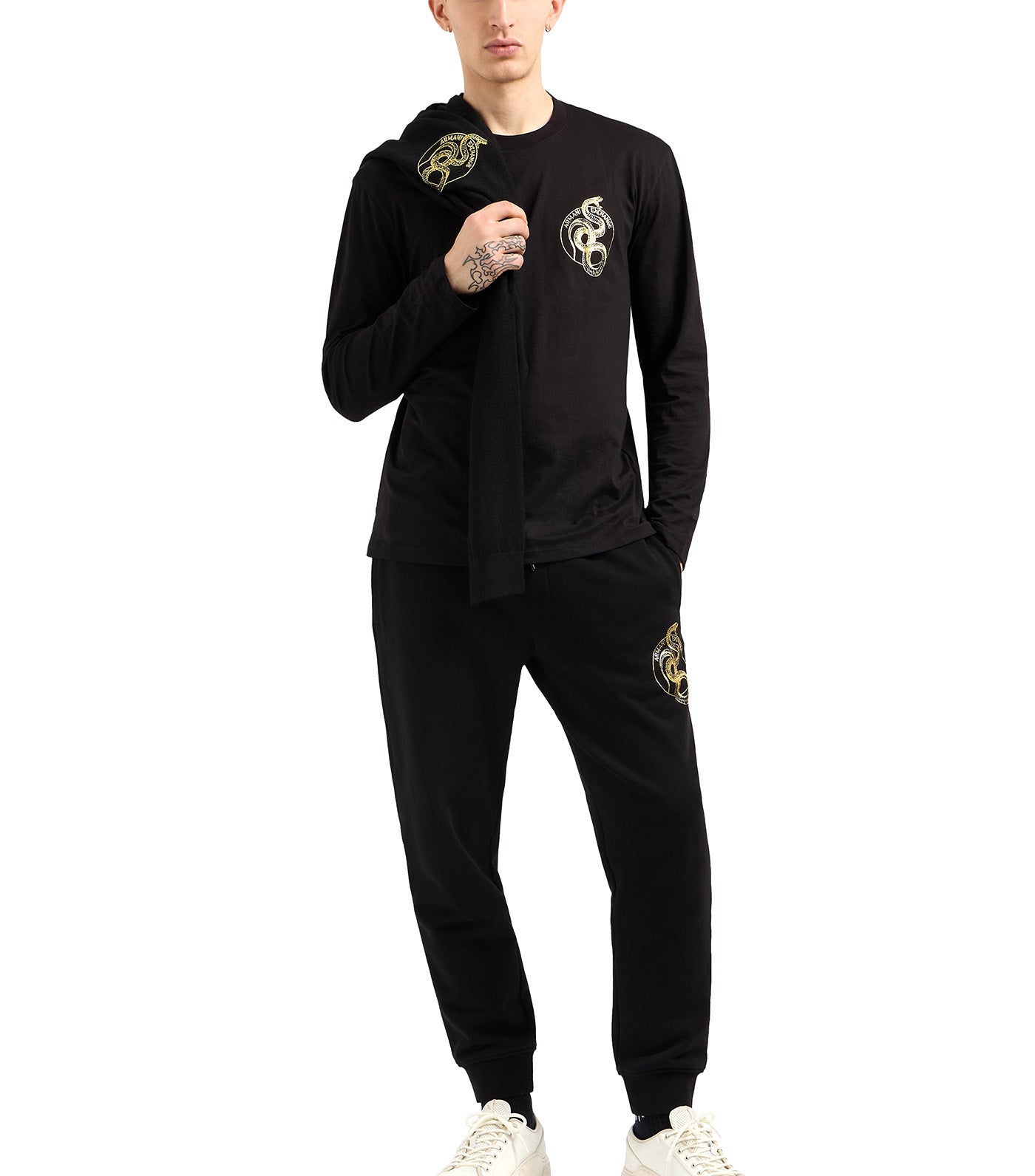 Regular Fit Long-Sleeved Jersey T-Shirt Black