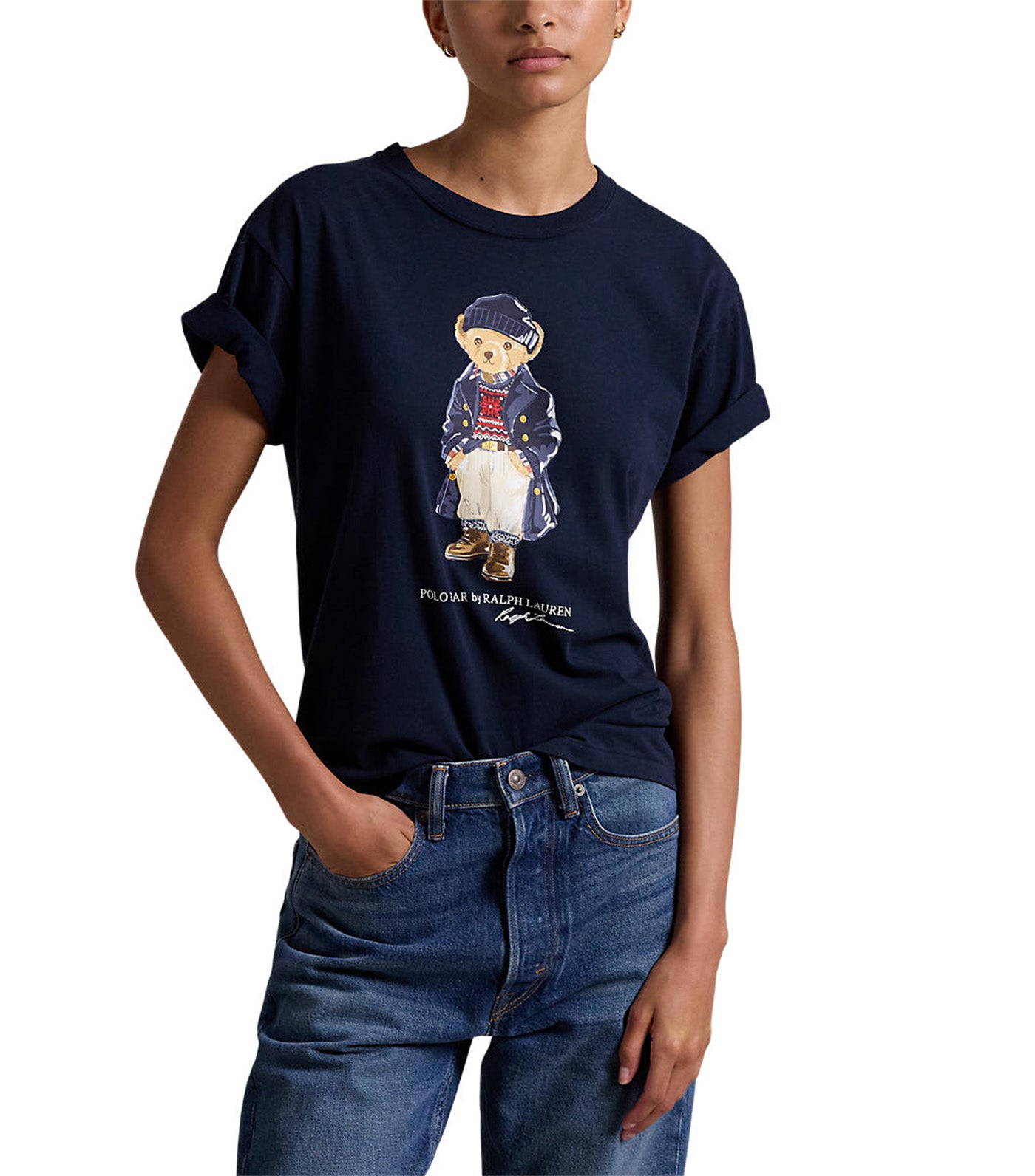 Women's Polo Bear Logo Cotton Jersey Tee Worth Navy