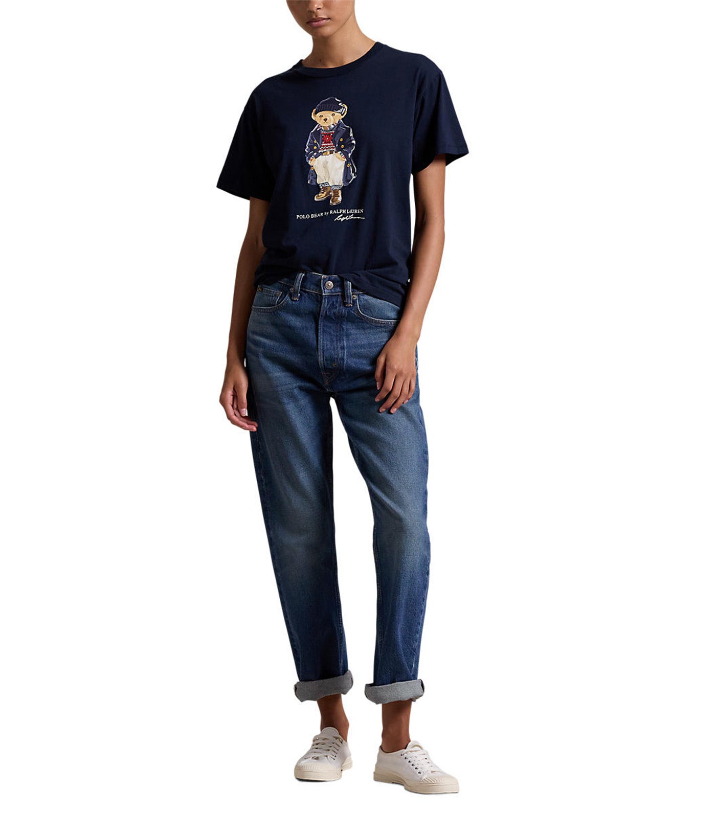 Women's Polo Bear Logo Cotton Jersey Tee Worth Navy