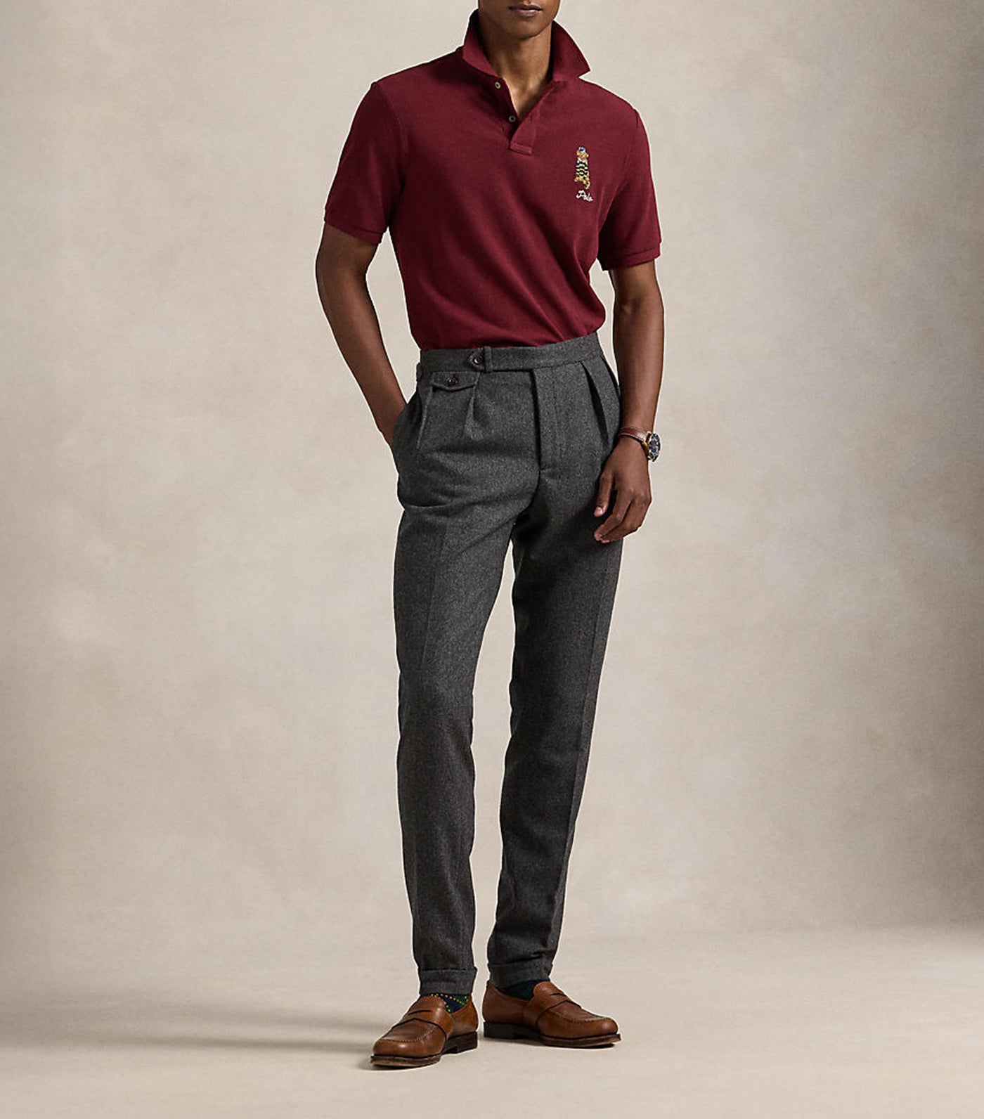 Men's Classic Fit Dog-Embroidered Polo Shirt