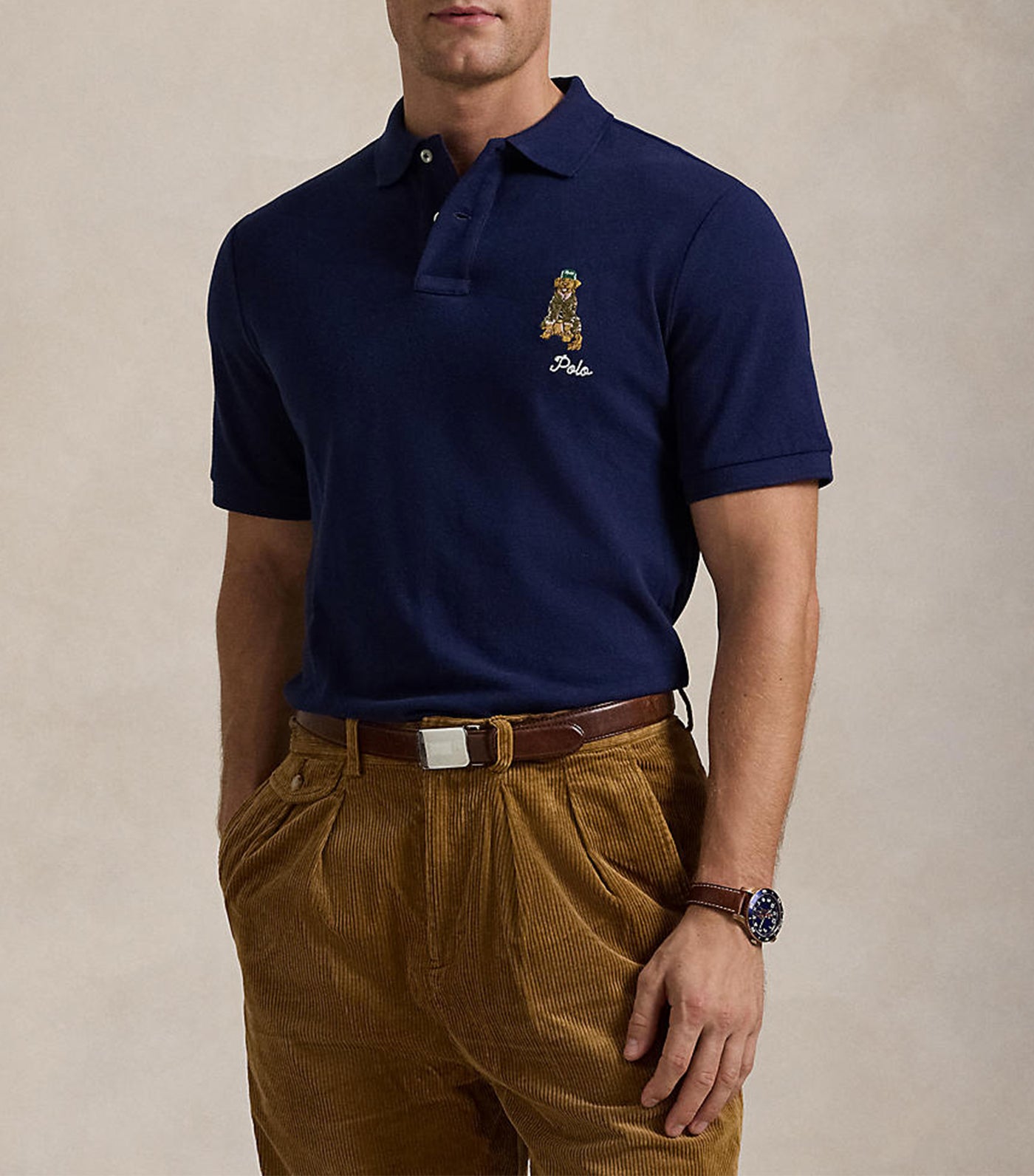 Men's Classic Fit Dog-Embroidered Polo Shirt Newport Navy