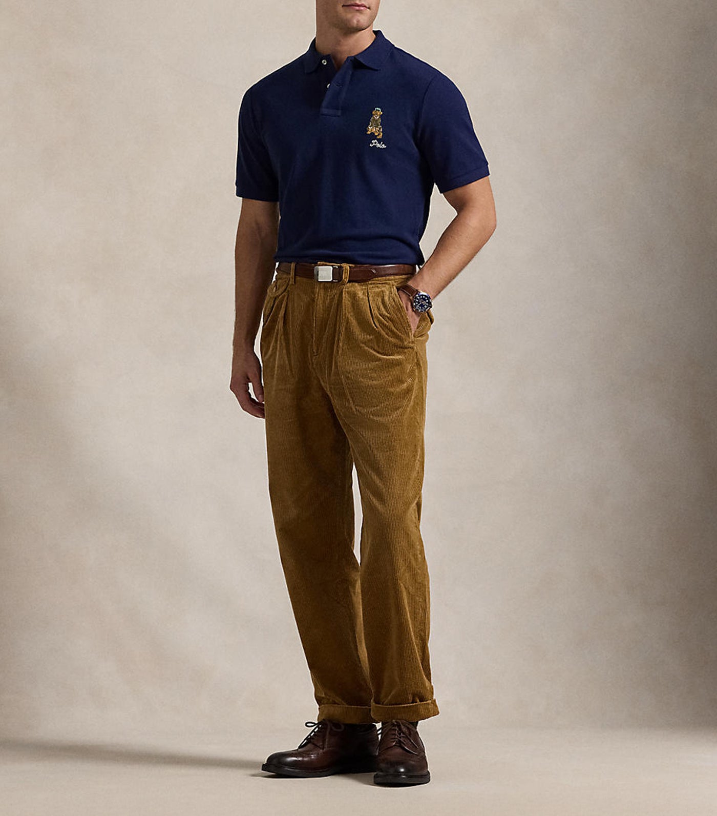 Men's Classic Fit Dog-Embroidered Polo Shirt Newport Navy