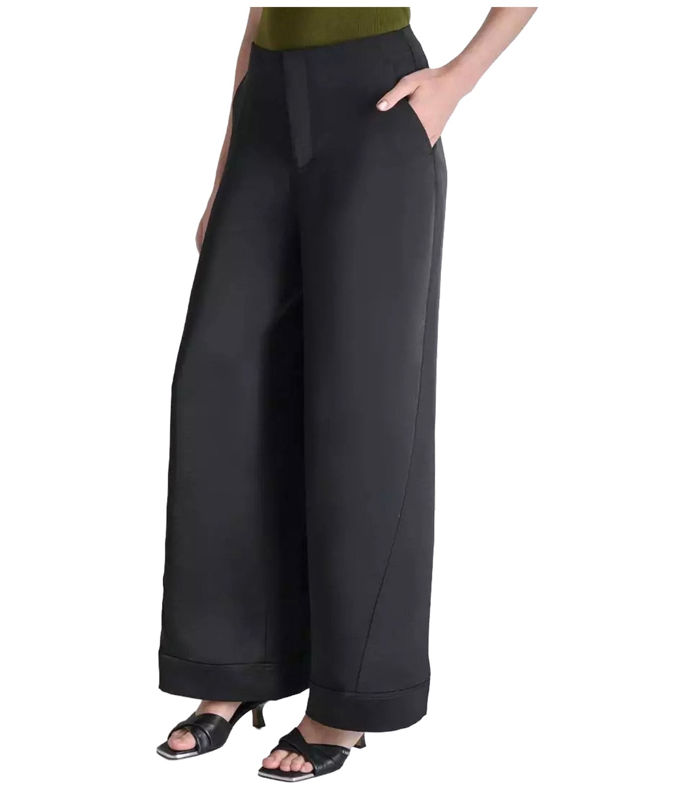 Wide Leg Glazed Dressing Pant Black