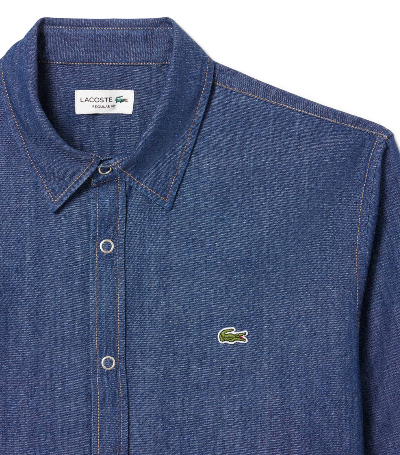 Lacoste Regular Fit Lightweight Denim Shirt Washed Deep Medium