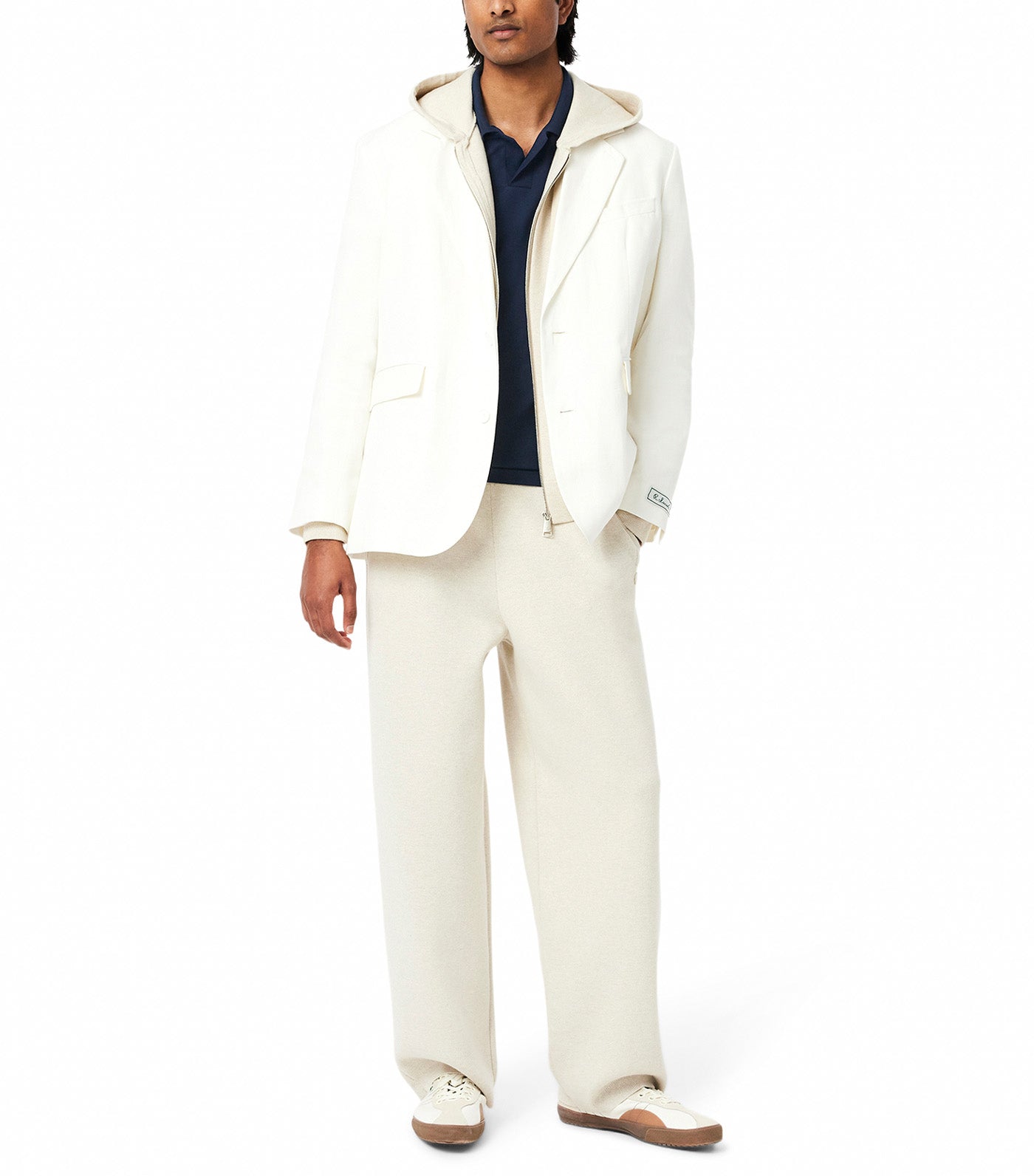 Classic Fit Open Neck Paris Polo Shirt Navy Blue