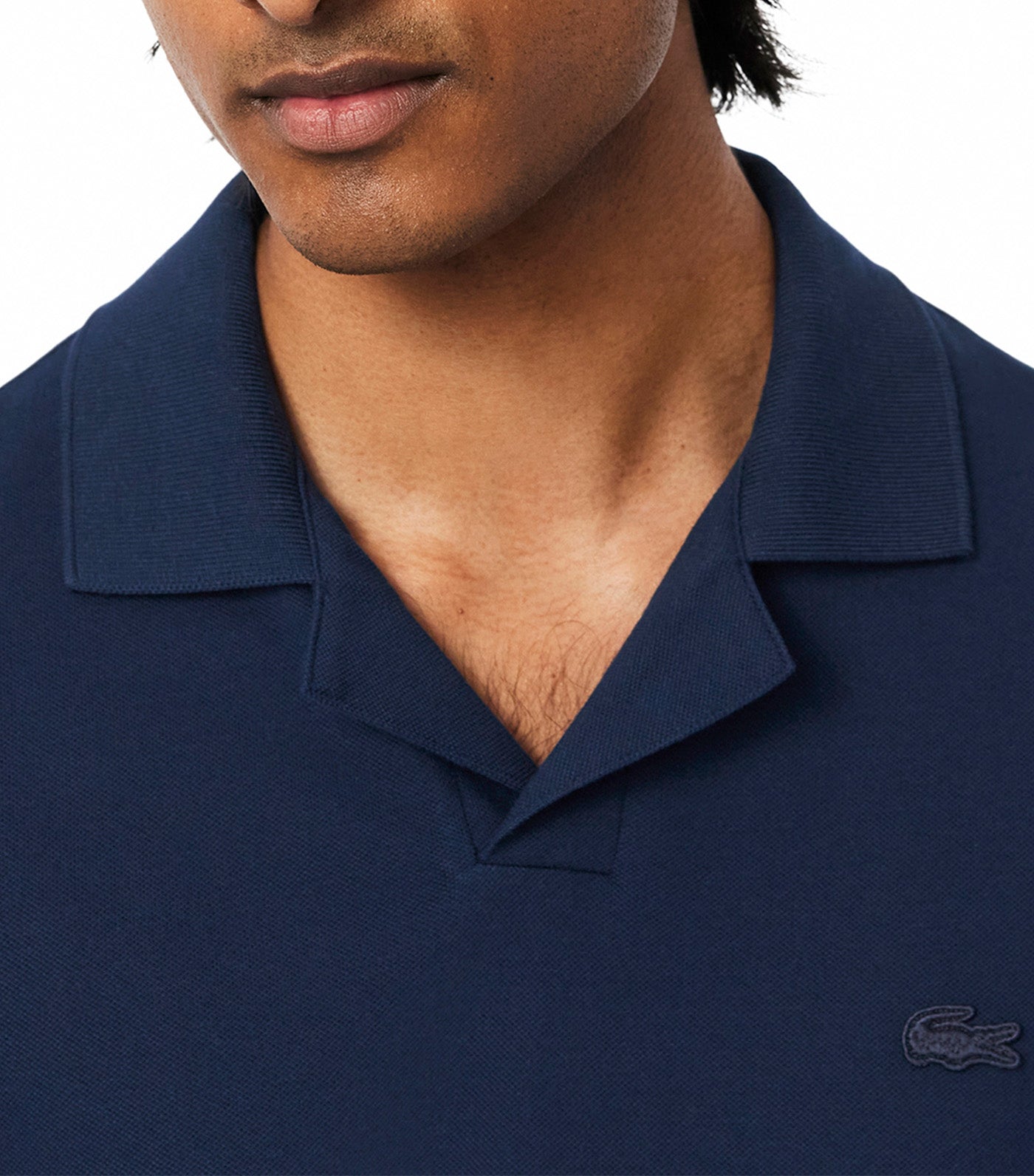 Classic Fit Open Neck Paris Polo Shirt Navy Blue