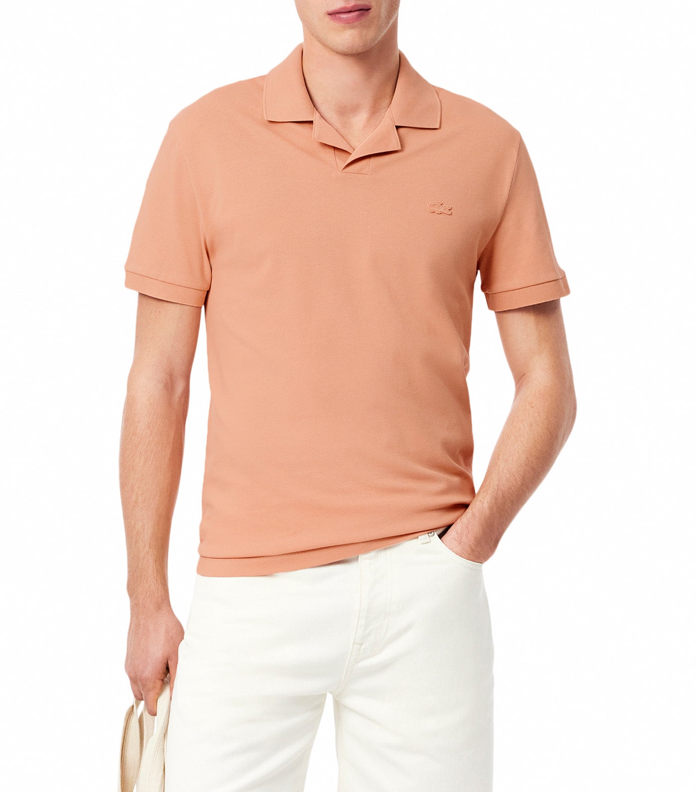 Classic Fit Open Neck Paris Polo Shirt Latte