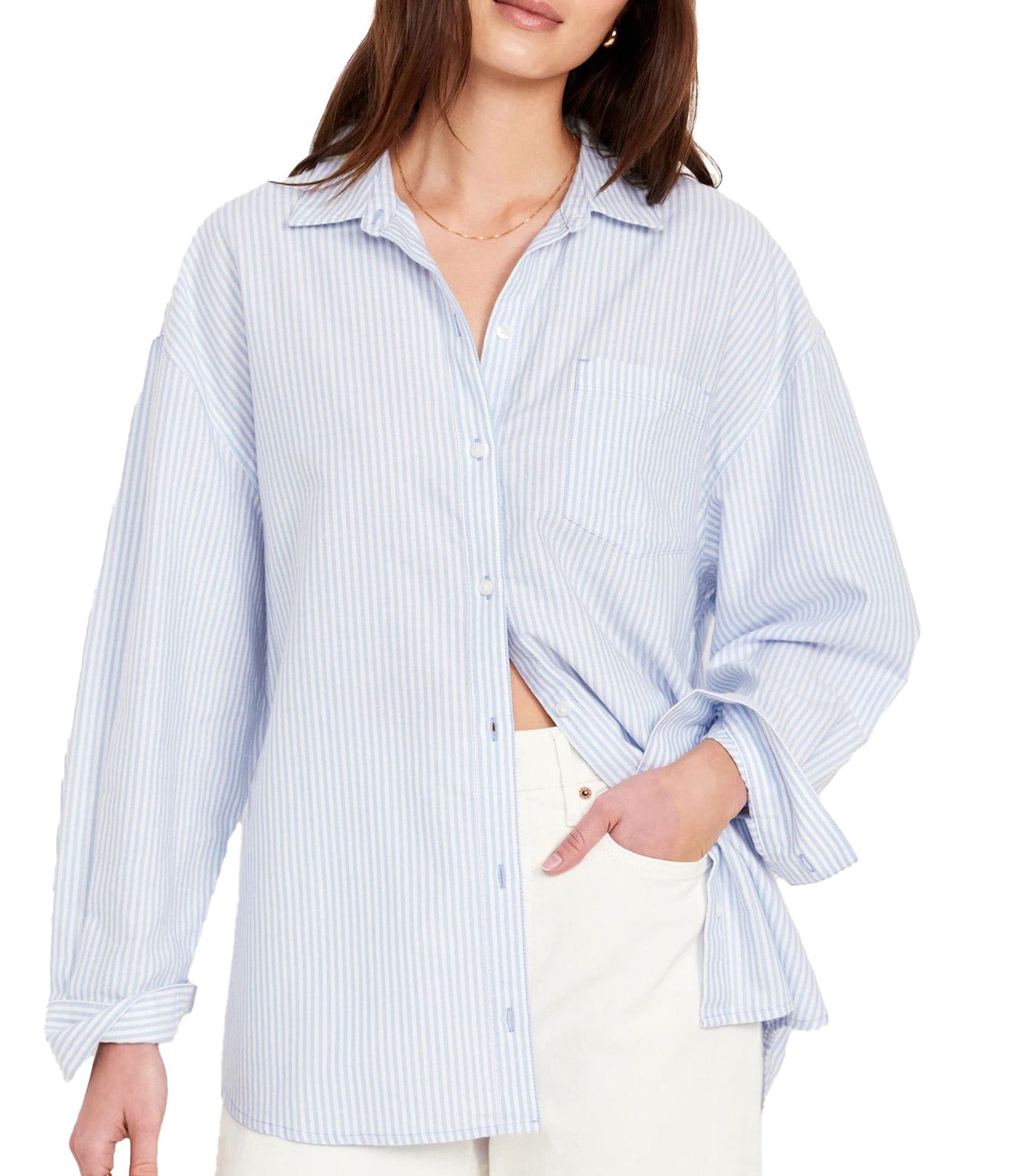 Oversized Boyfriend Shirt Light Blue Stripe