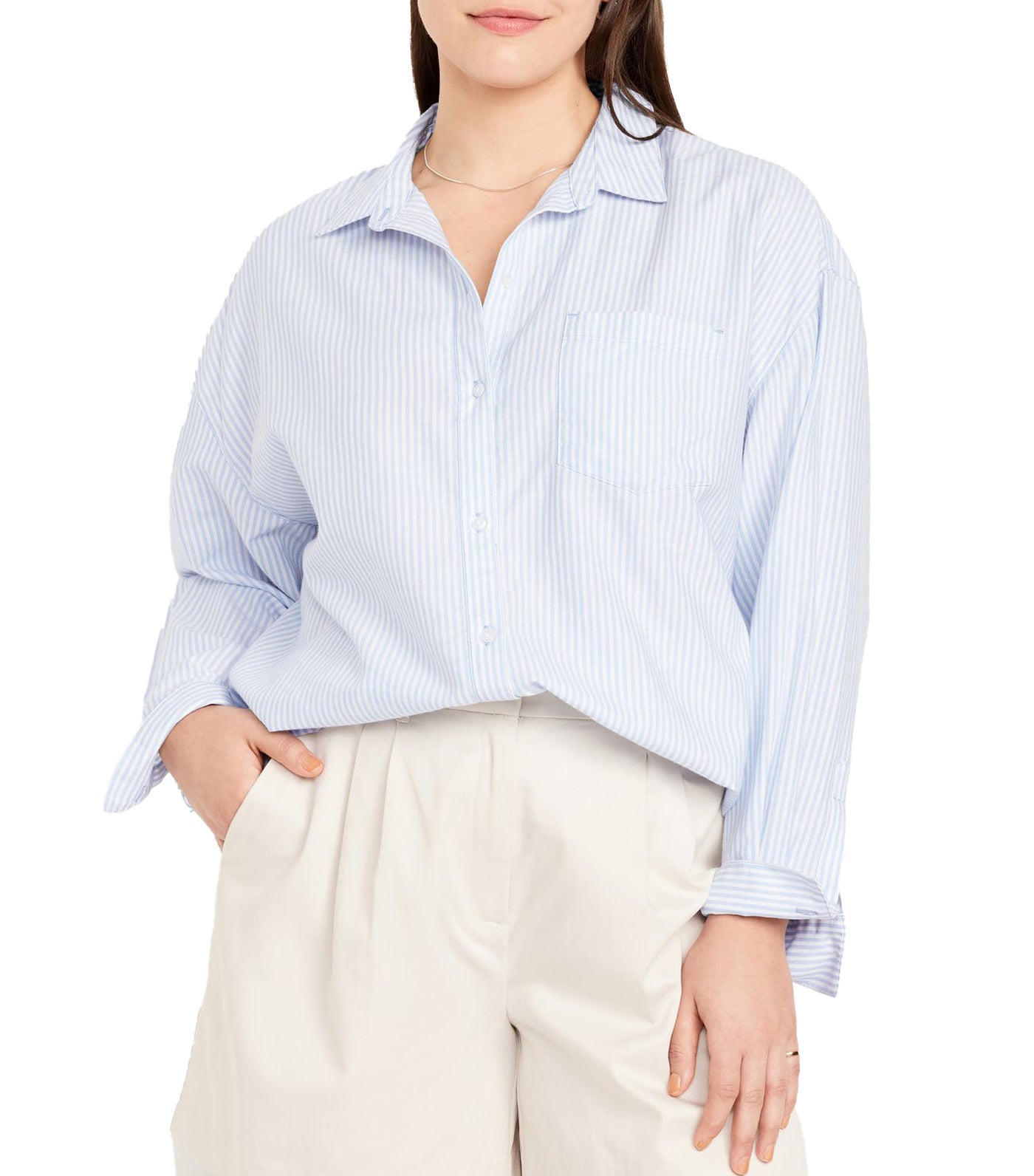 Oversized Boyfriend Shirt Light Blue Stripe